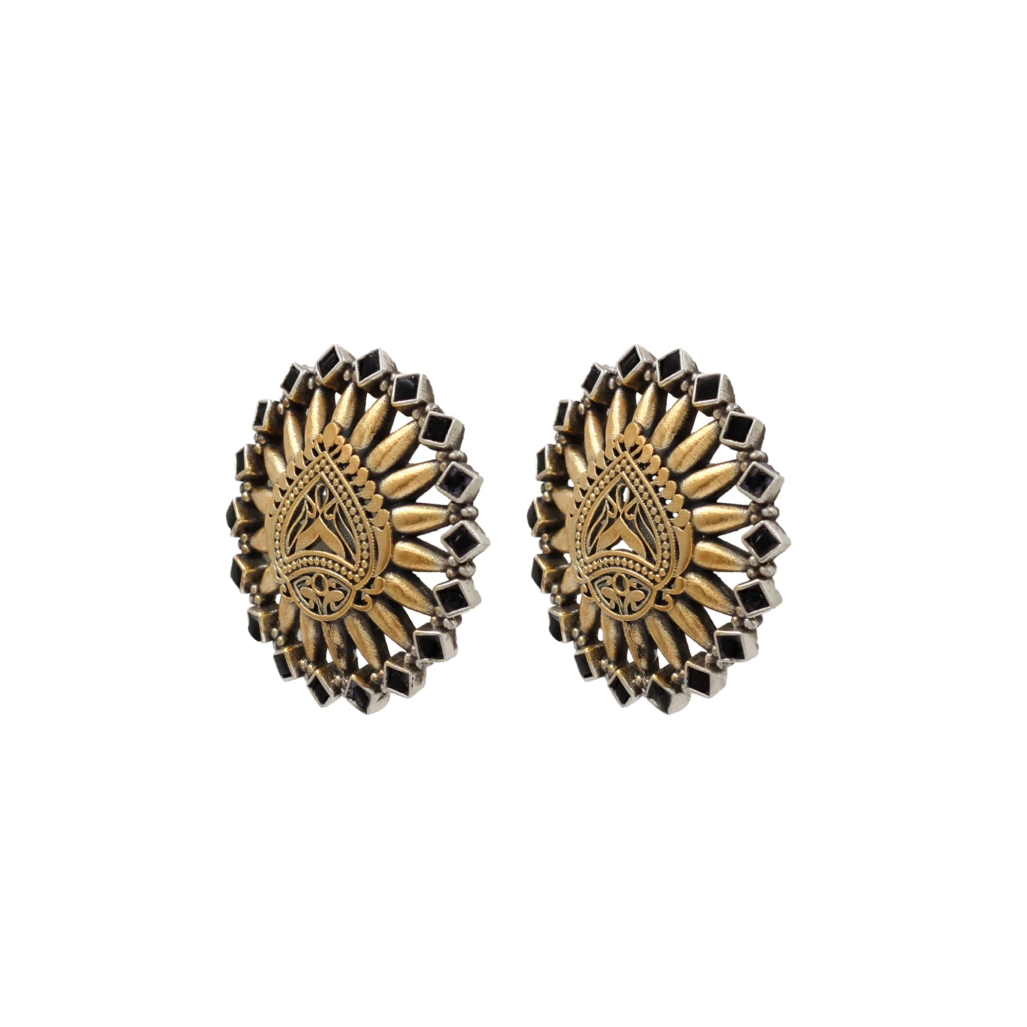 Sculpted Radiance: Sangeeta Boochra Gold-Plated Round Studs