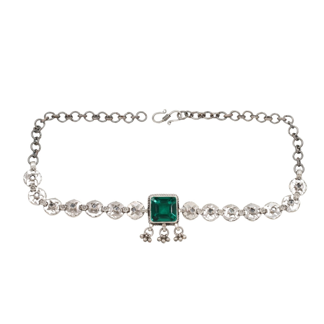 Emerald Majesty: Sangeeta Boochra Silver Necklace