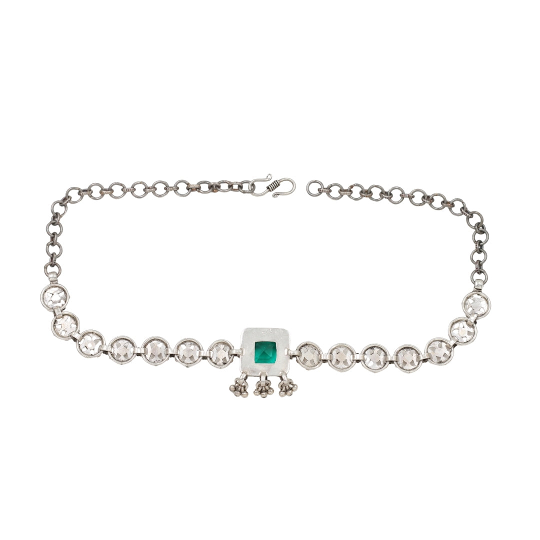 Emerald Majesty: Sangeeta Boochra Silver Necklace