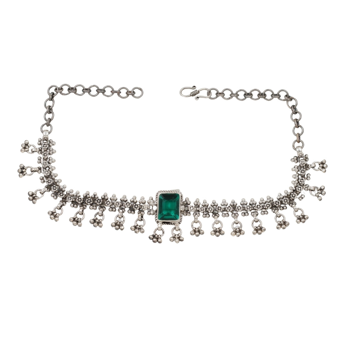 Luxe Green: Sangeeta Boochra Emerald Silver Necklace