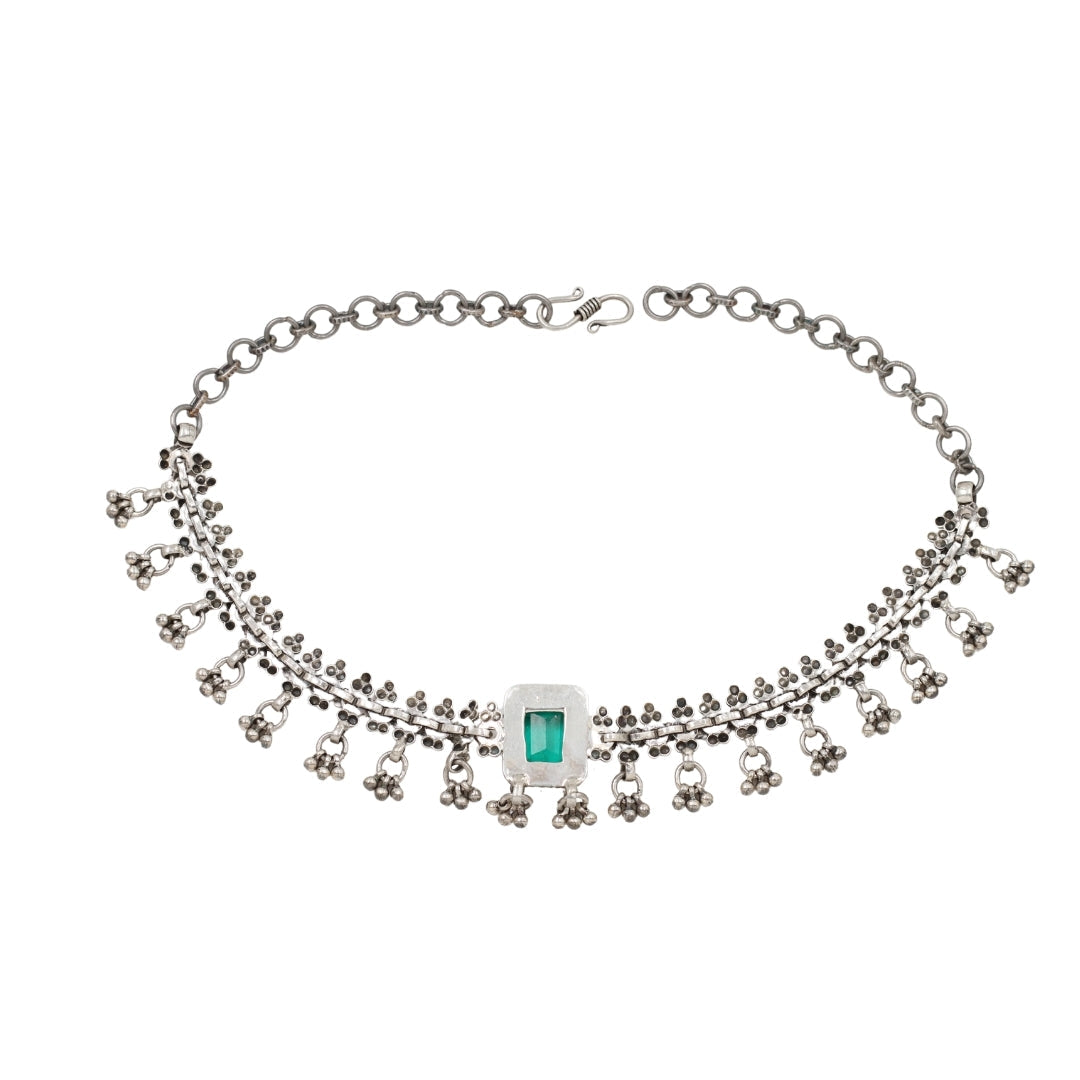 Luxe Green: Sangeeta Boochra Emerald Silver Necklace