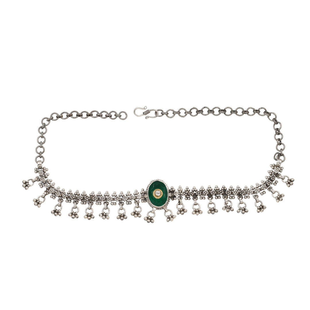 Opulent Elegance: Sangeeta Boochra Silver Necklace with Emeralds