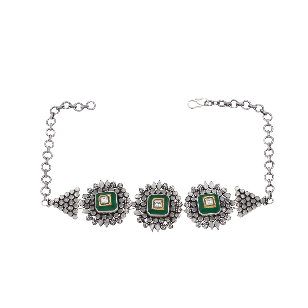 Timeless Beauty: Sangeeta Boochra Handmade Silver Necklace and Earrings Set