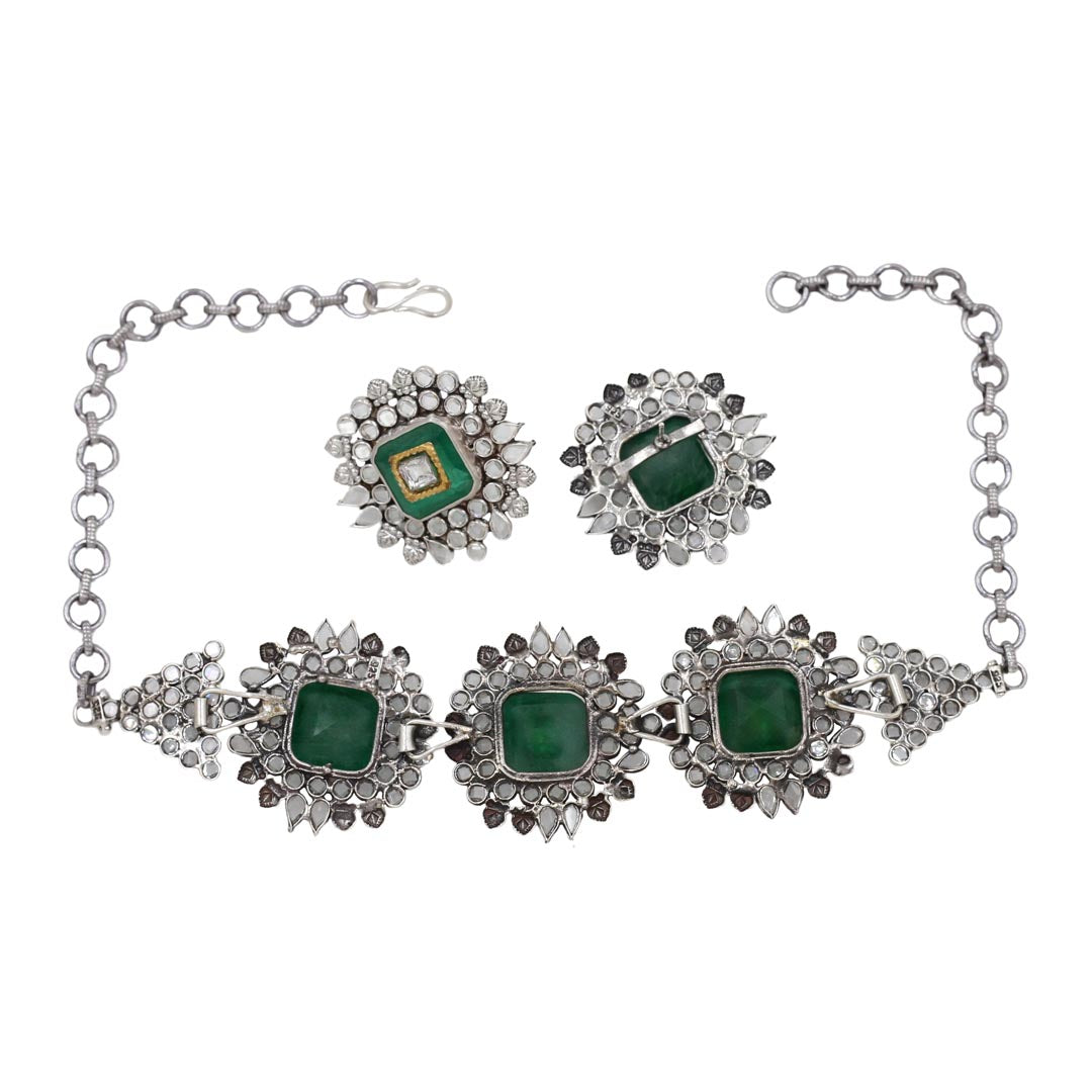 Timeless Beauty: Sangeeta Boochra Handmade Silver Necklace and Earrings Set