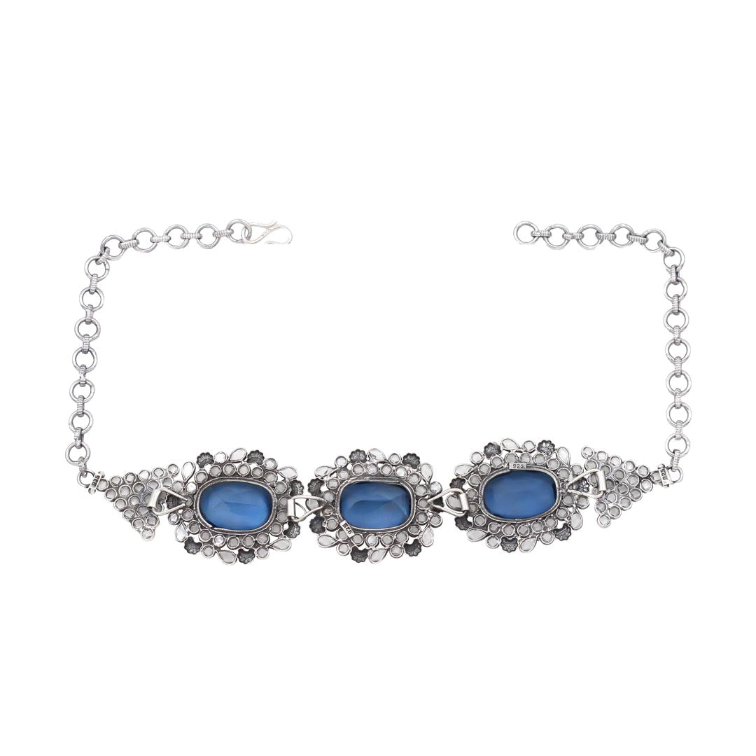 Luminous Duo: Sangeeta Boochra Silver Necklace and Earrings Set