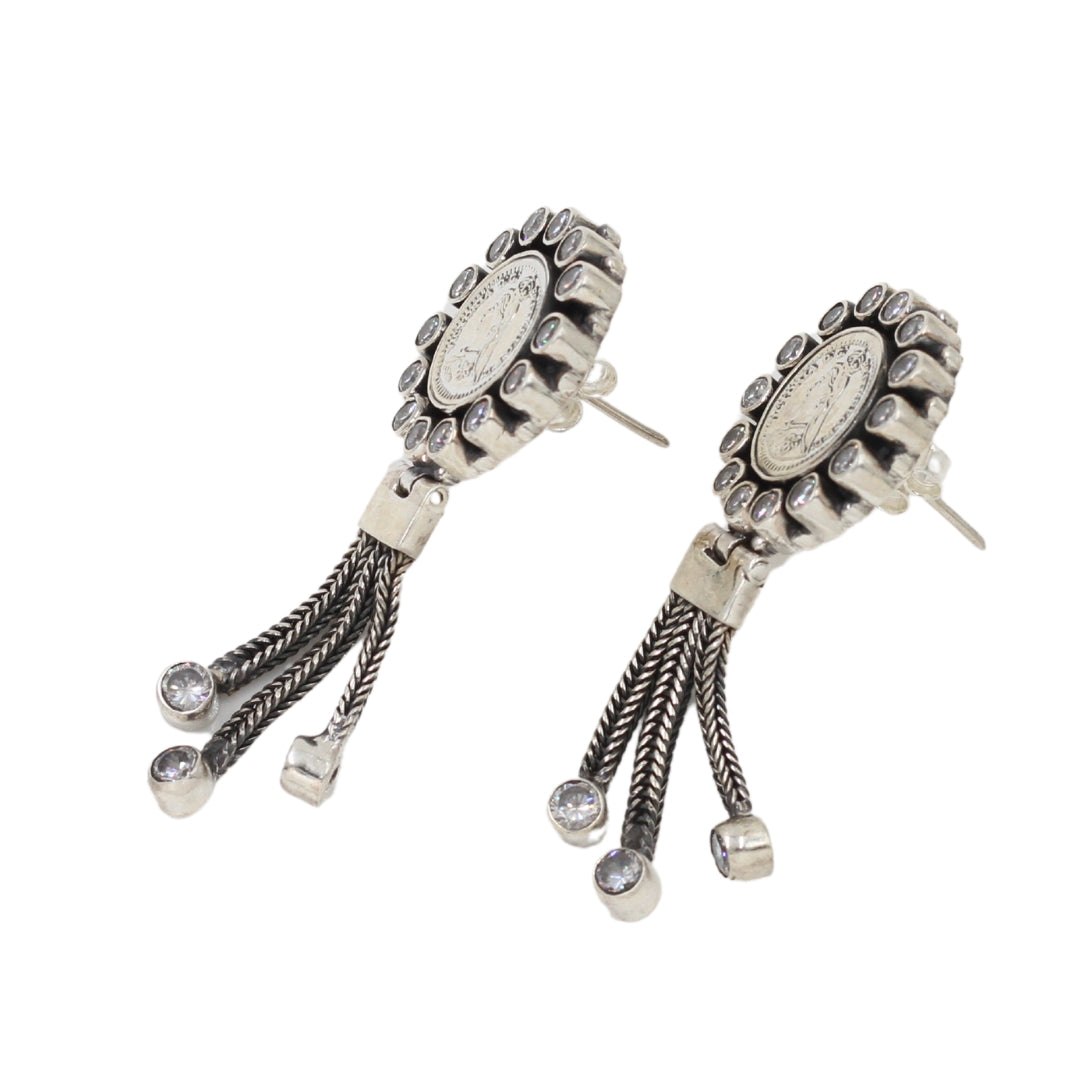 Timeless Pair: Sangeeta Boochra Silver Earring with Chain Pendant