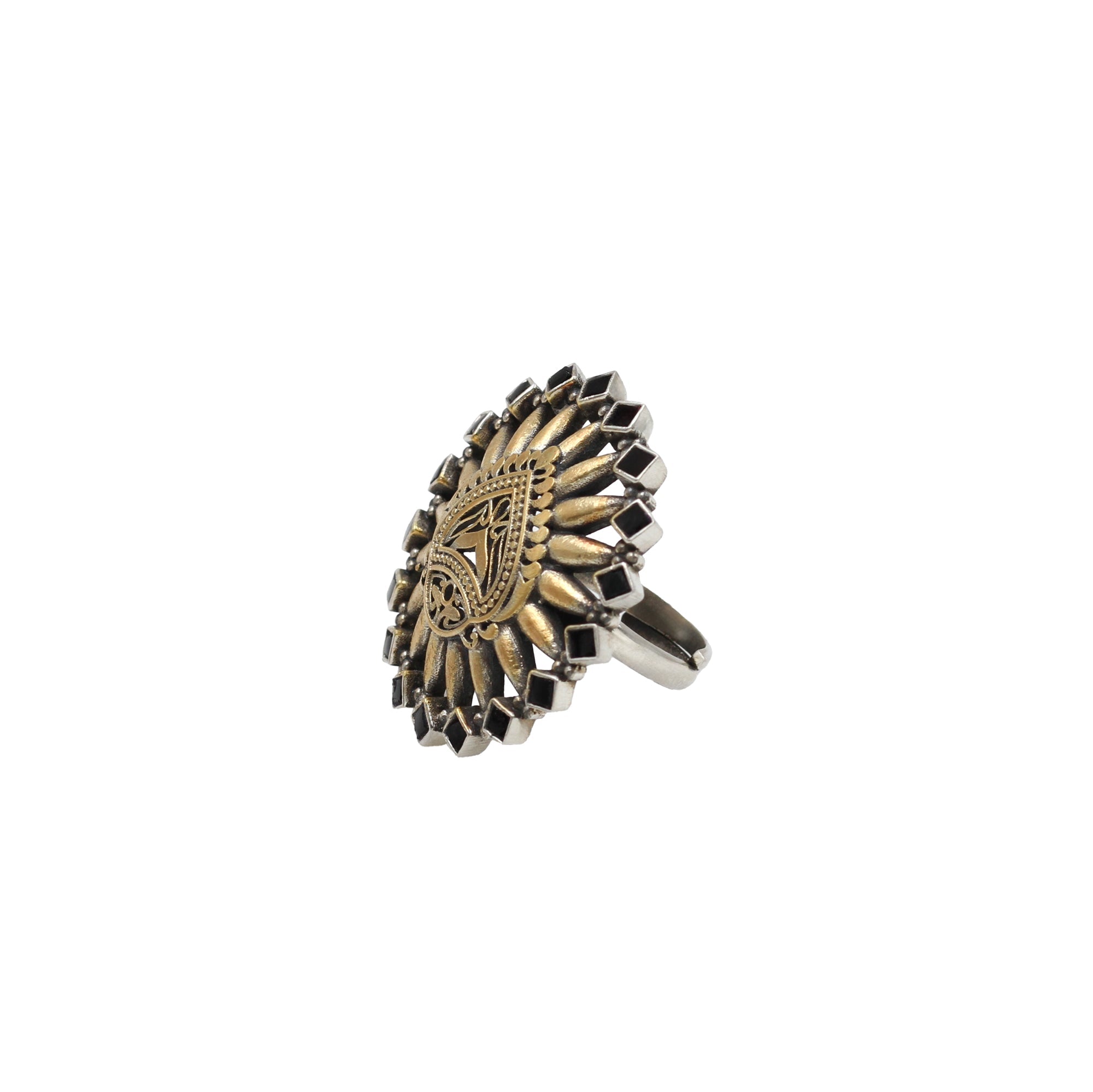 Gleaming Grace: Sangeeta Boochra Silver Gold-Plated Ring