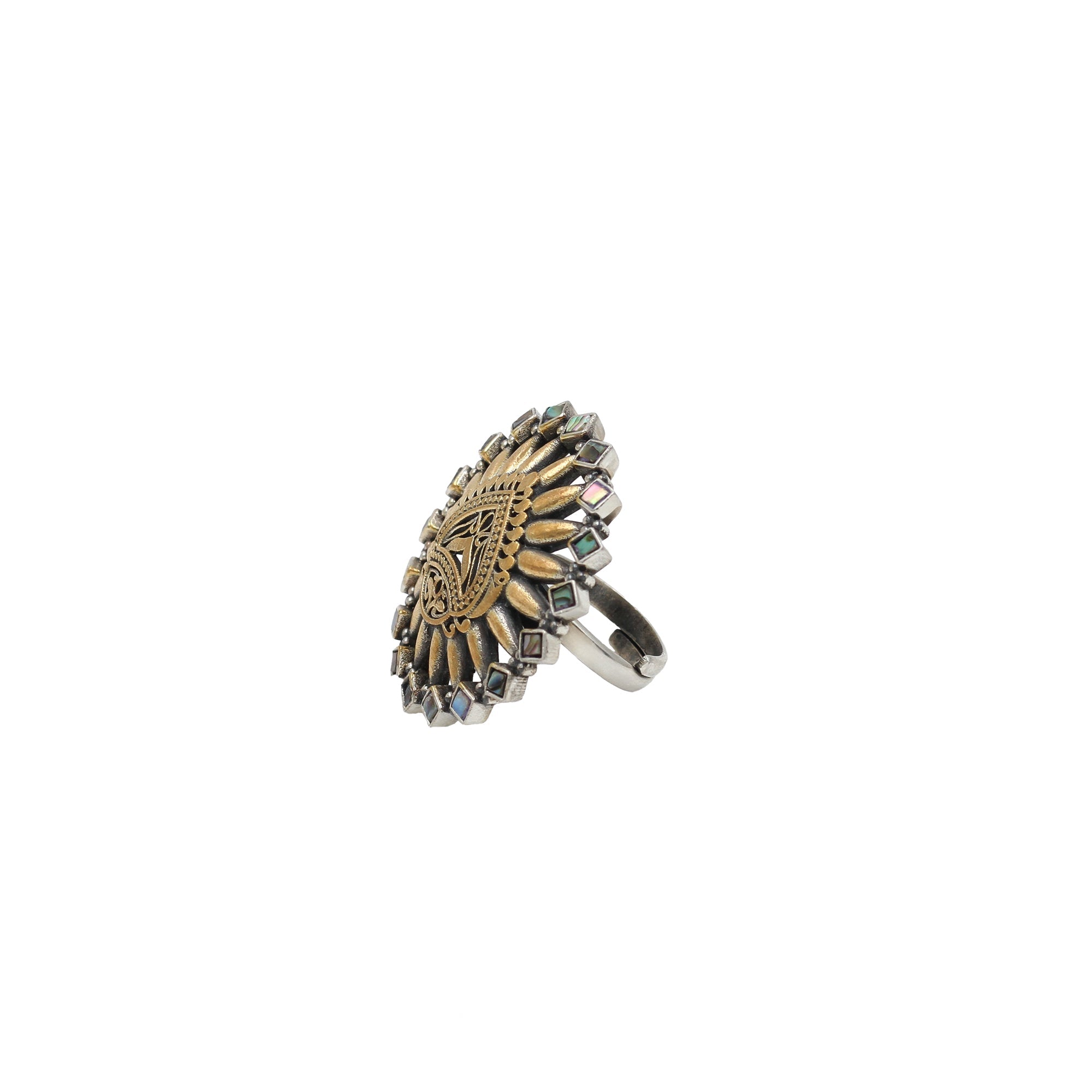 Opulent Charm: Sangeeta Boochra Silver Gold-Plated Ring