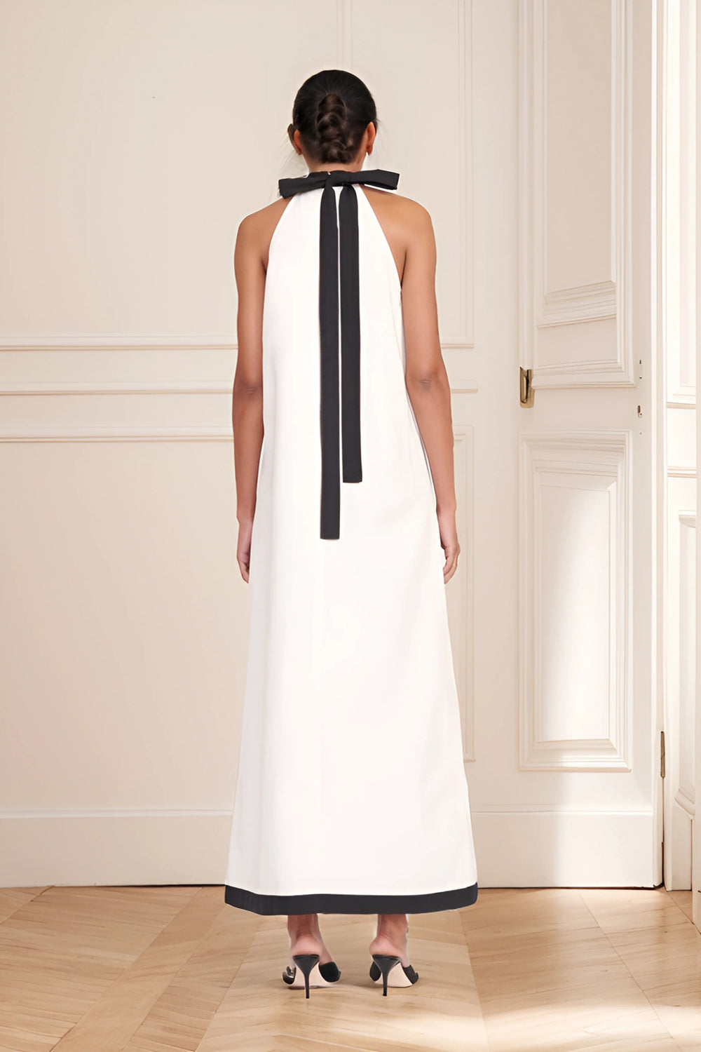 Black White Panel Gown