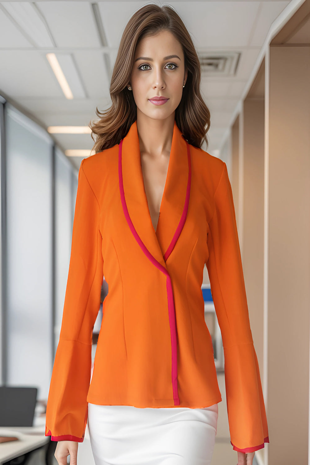 Orange Wrap Blazer Top