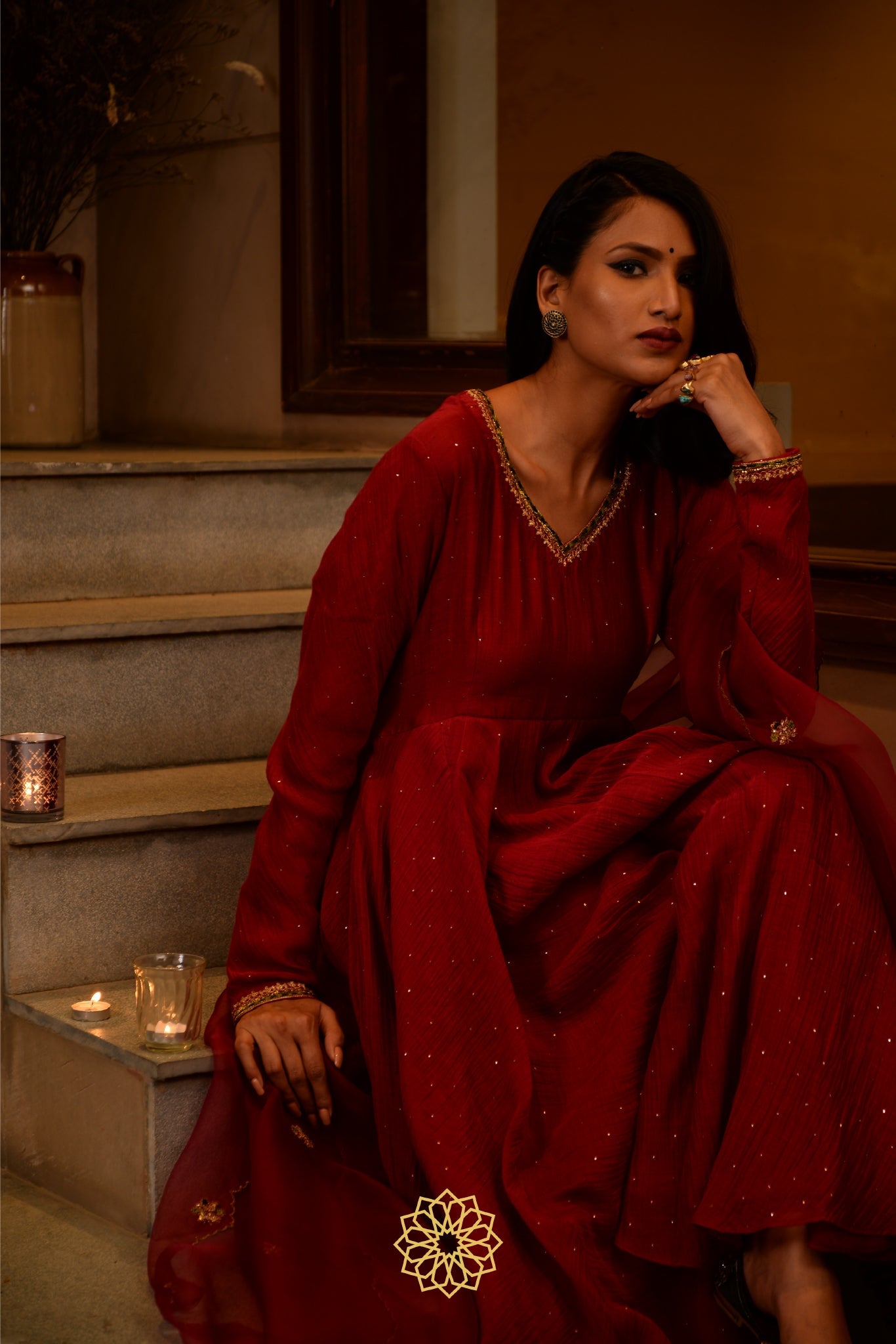 SCARLET CHANDERI KURTA SET