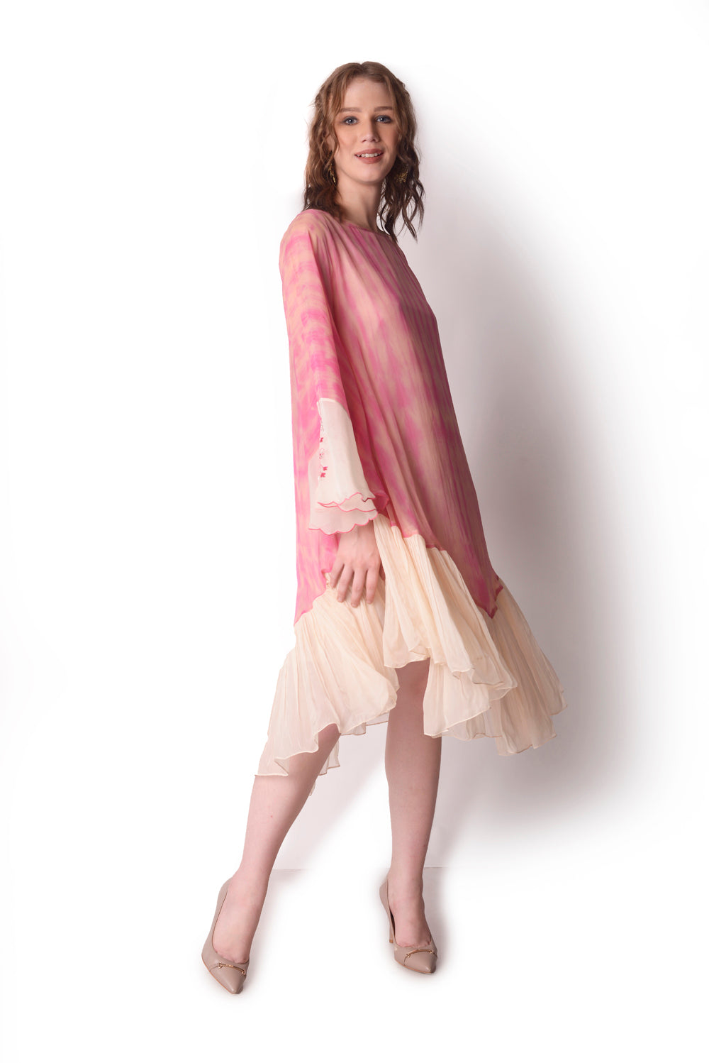 Rose Pink  Ivory Dress - Auraya Fashion -  - #tag1# - #tag2# - #tag3# - #tag3#