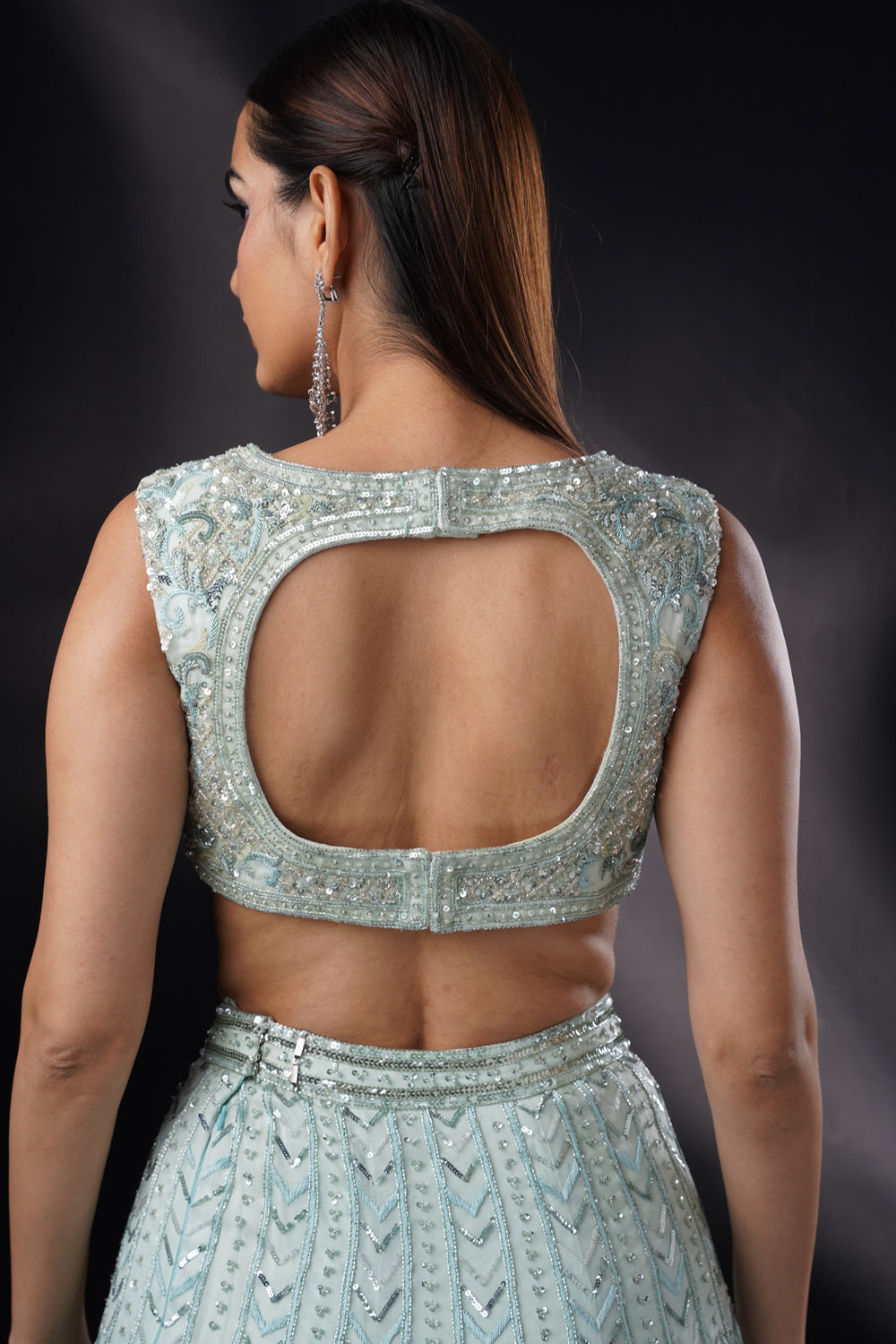 "Elara" Powder Blue Lehenga Set With Cape