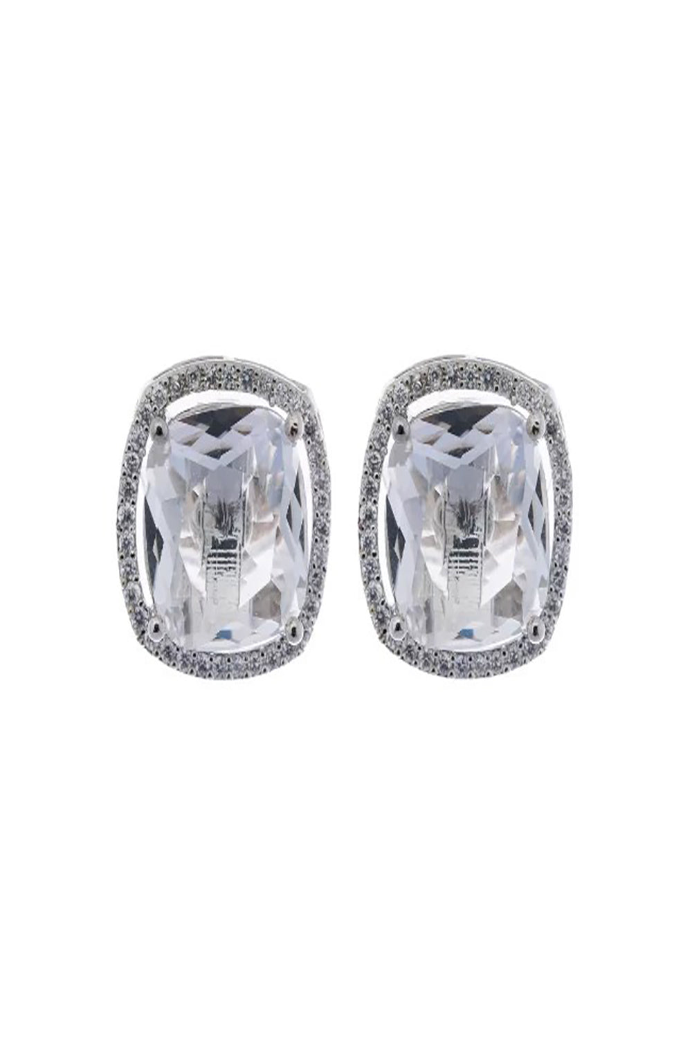 White Square American Diamond Stud Earring