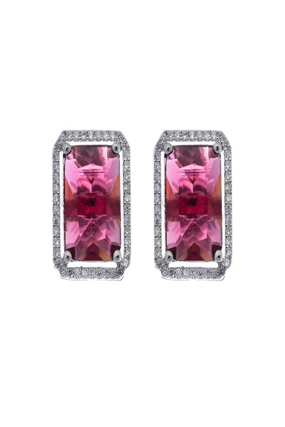 Red Rectangle American Diamond Stud Earring - Auraya Fashion - Putstyle - #tag1# - #tag2# - #tag3# - #tag3#