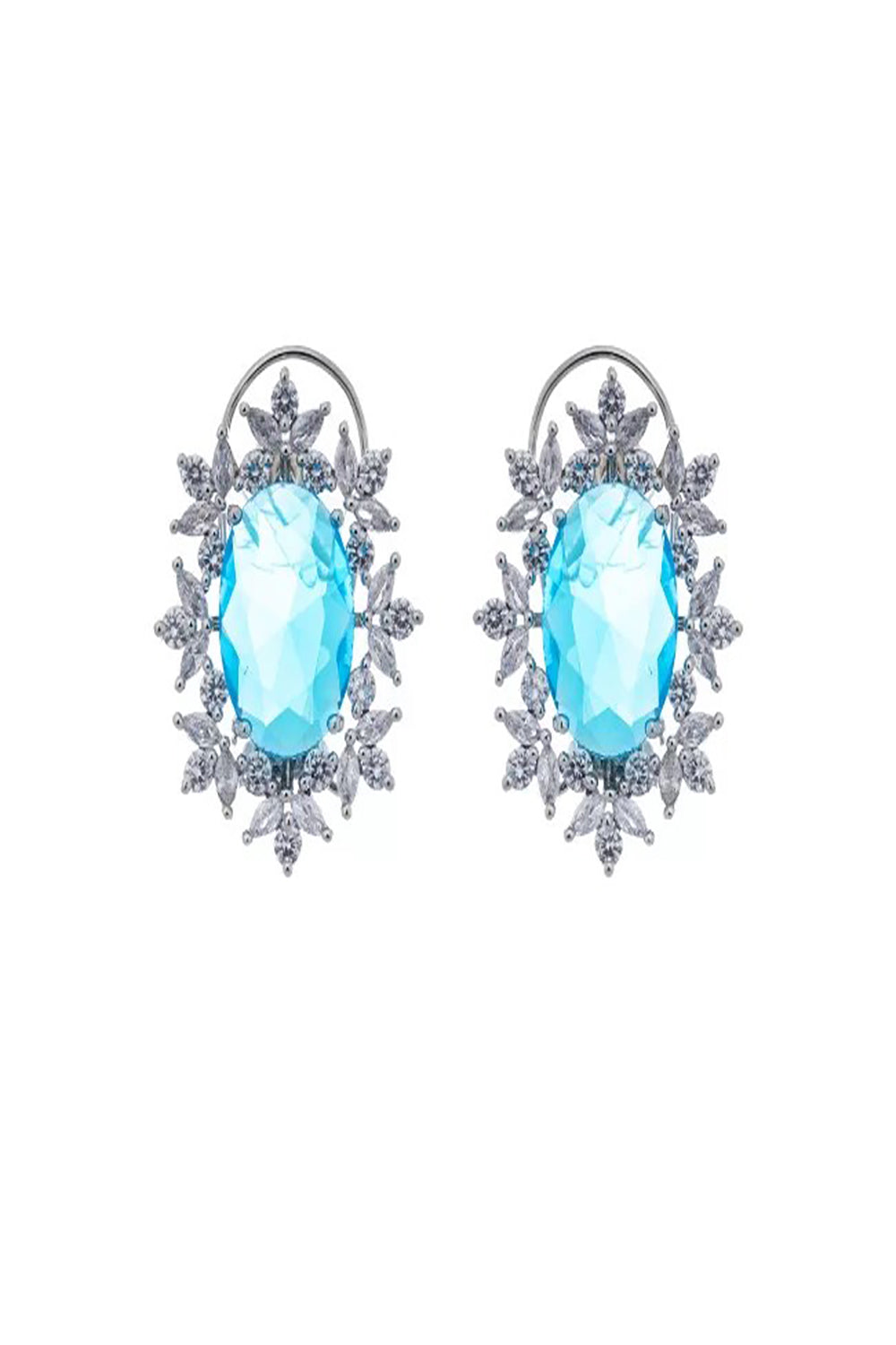 Aqua Oval Crystal American Diamond Stud Earring - Auraya Fashion - Putstyle - #tag1# - #tag2# - #tag3# - #tag3#