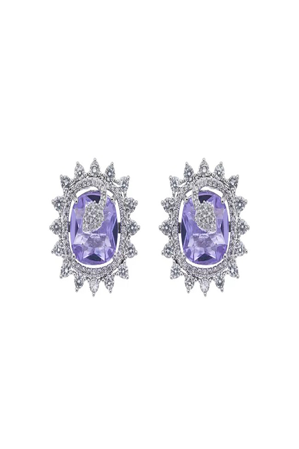 Purple Crystal American Diamond Stud Earring - Auraya Fashion - Putstyle - #tag1# - #tag2# - #tag3# - #tag3#