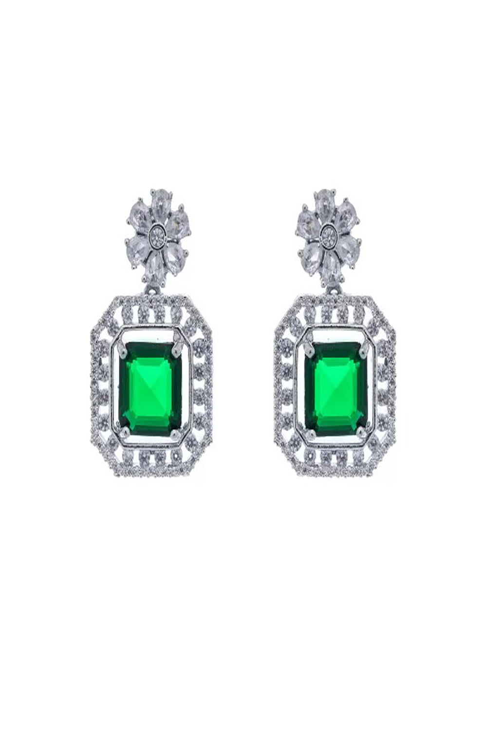 Eternal Emerald Drop CZ American Diamond Earrings - Auraya Fashion - Putstyle - #tag1# - #tag2# - #tag3# - #tag3#