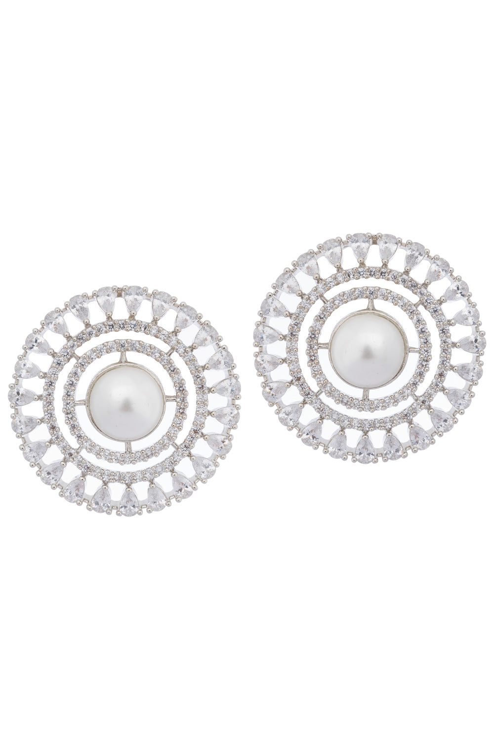 Pearl Circle American Diamond Stud Earring