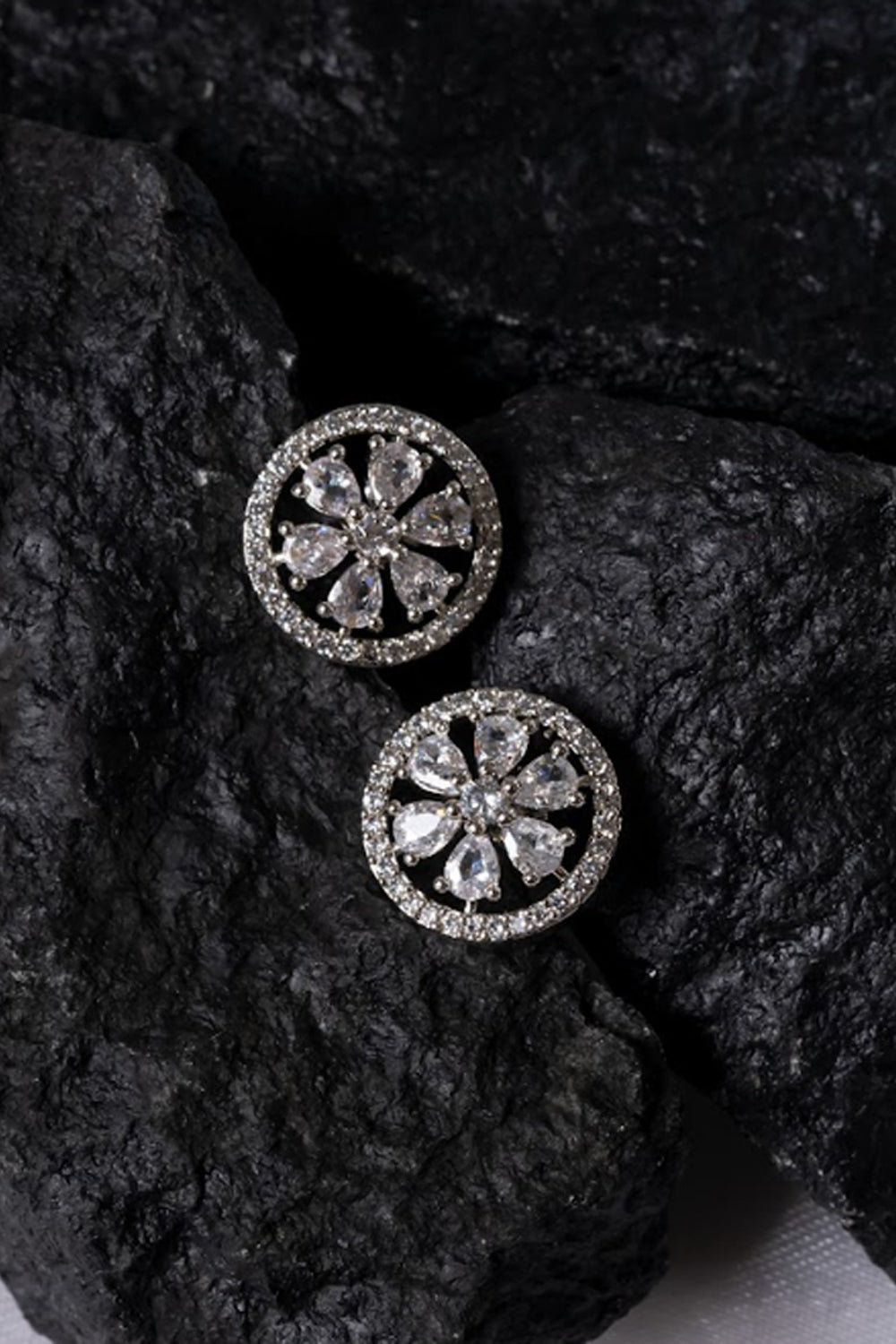 Classic American Diamond Circle Stud Earring