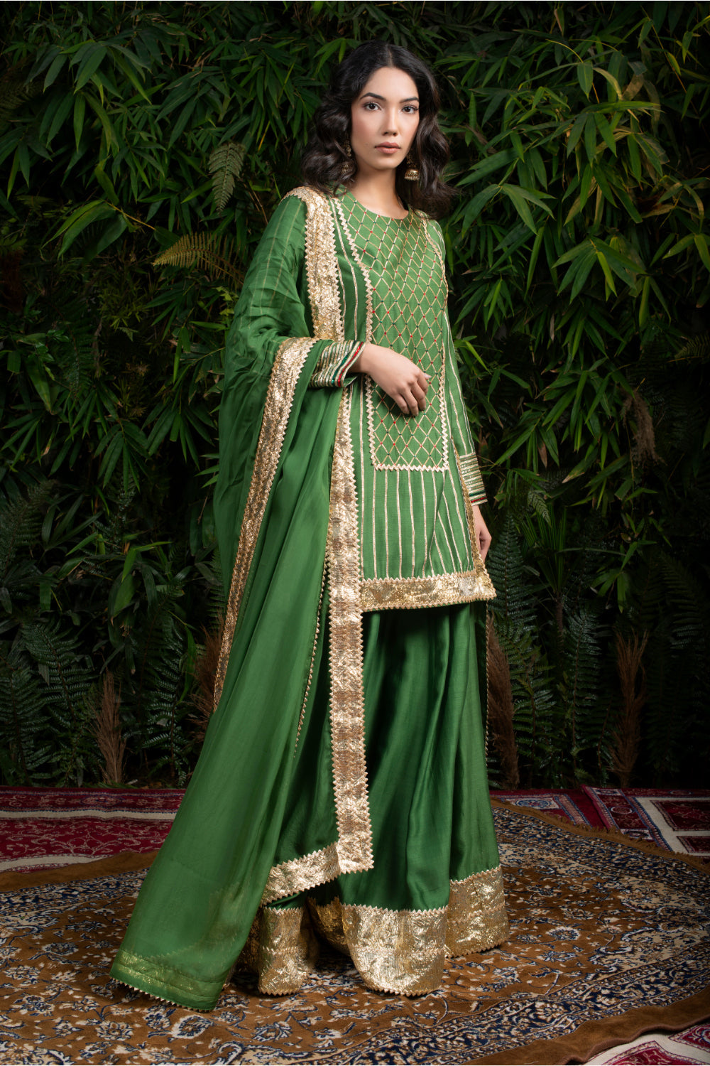Green Gotta Shararara - Auraya Fashion 
