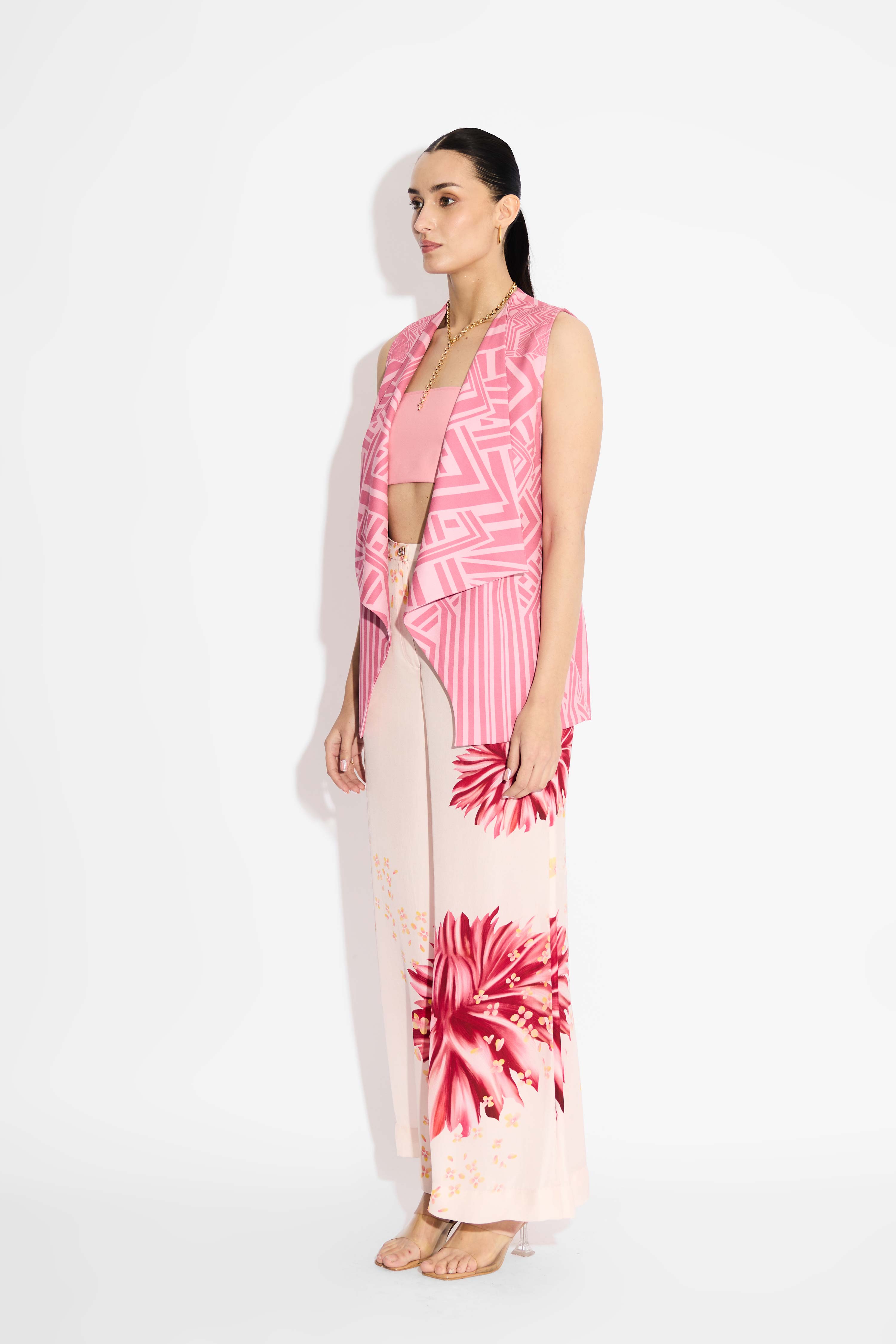 Pink Stripe Lapel  Coverup