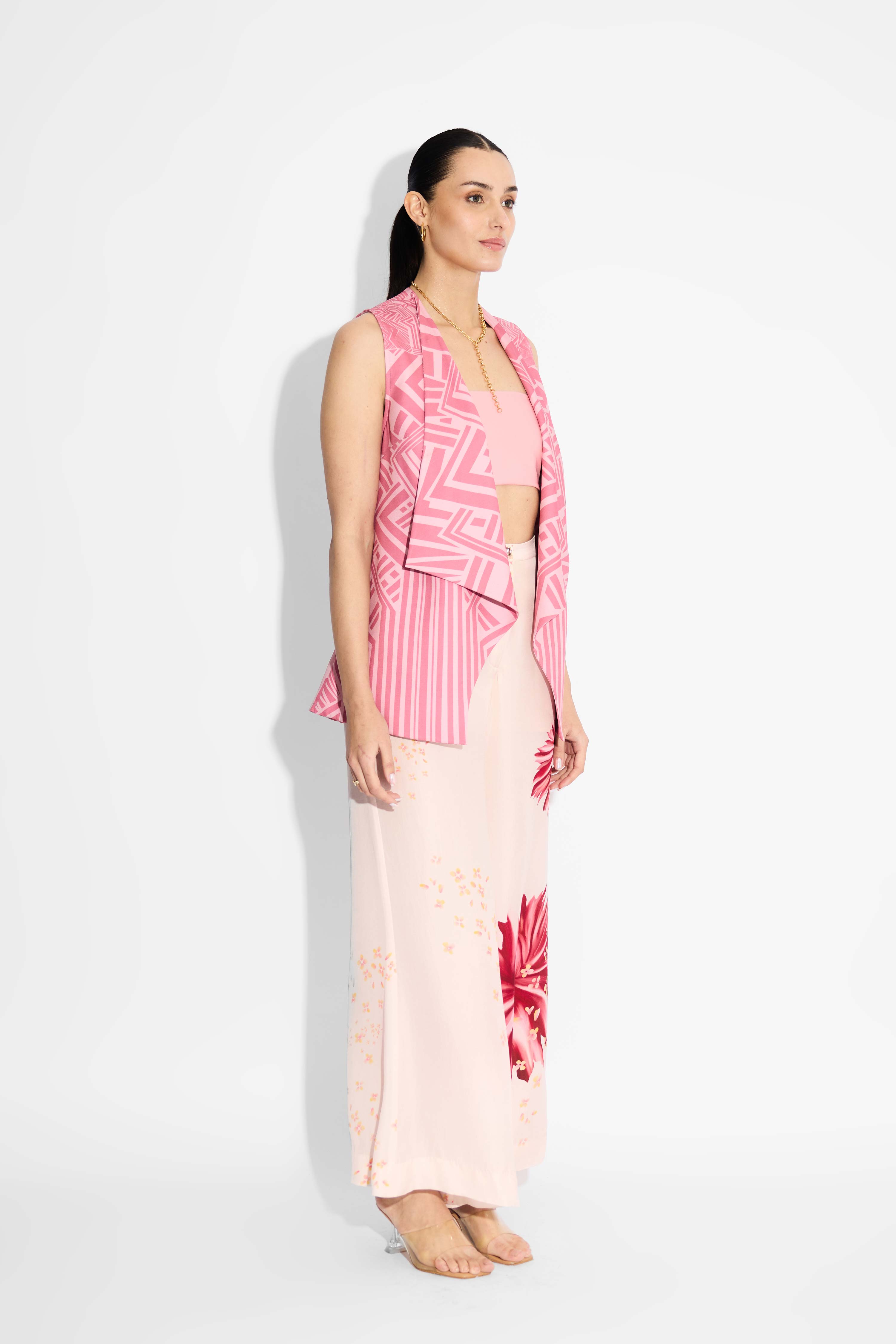 Pink Stripe Lapel  Coverup