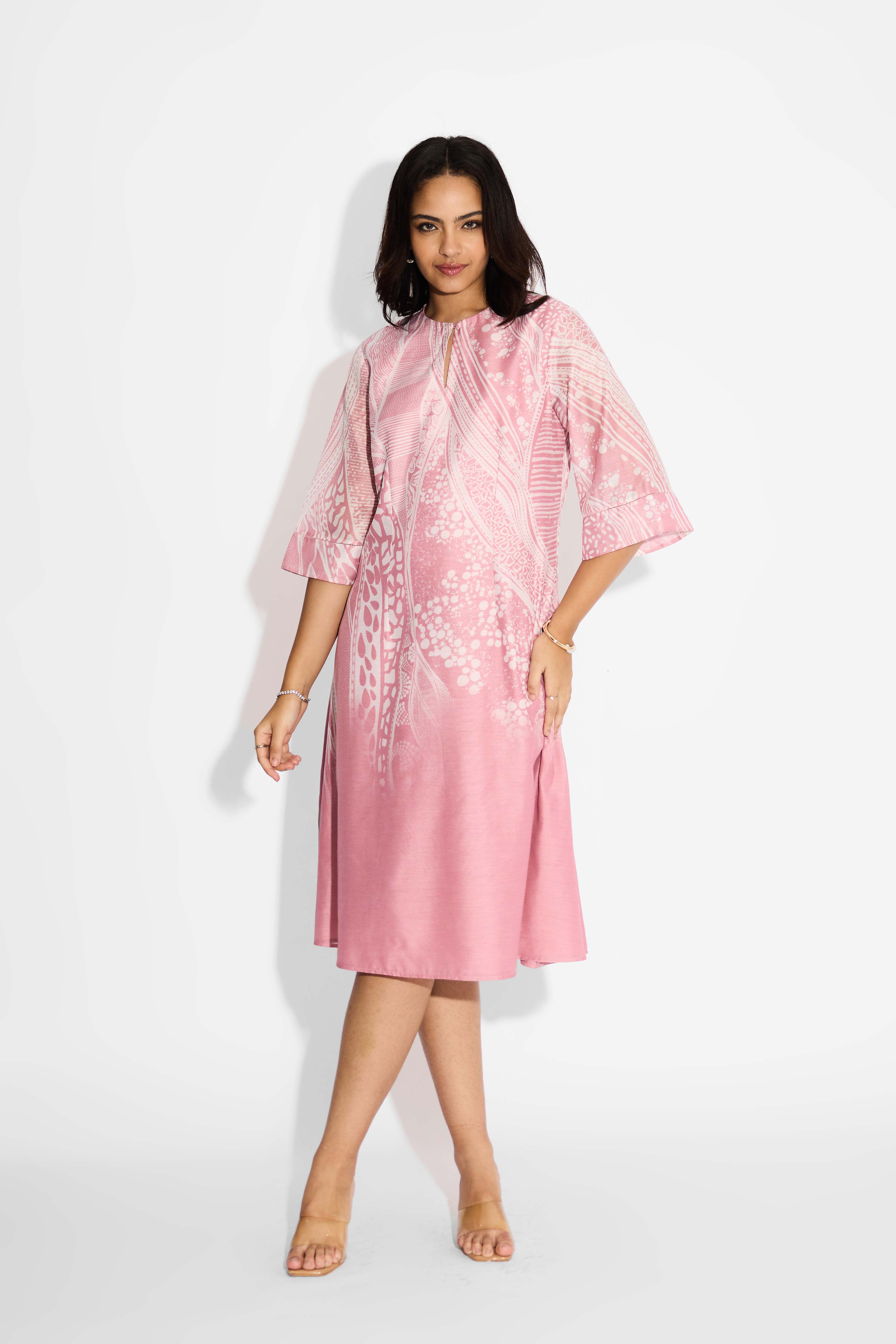 Pink Swirl Print Dress