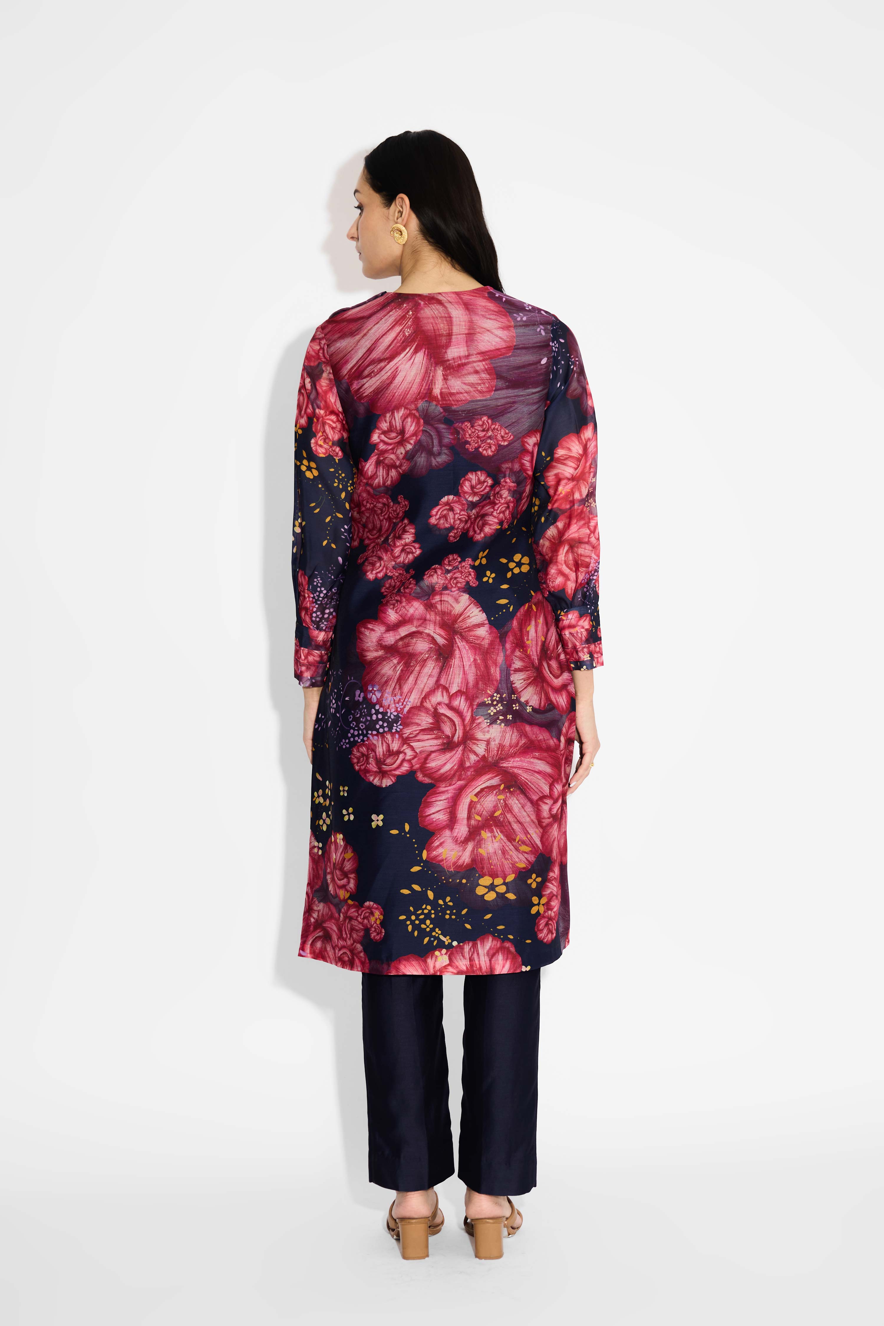Blue Floral Straight Kurta