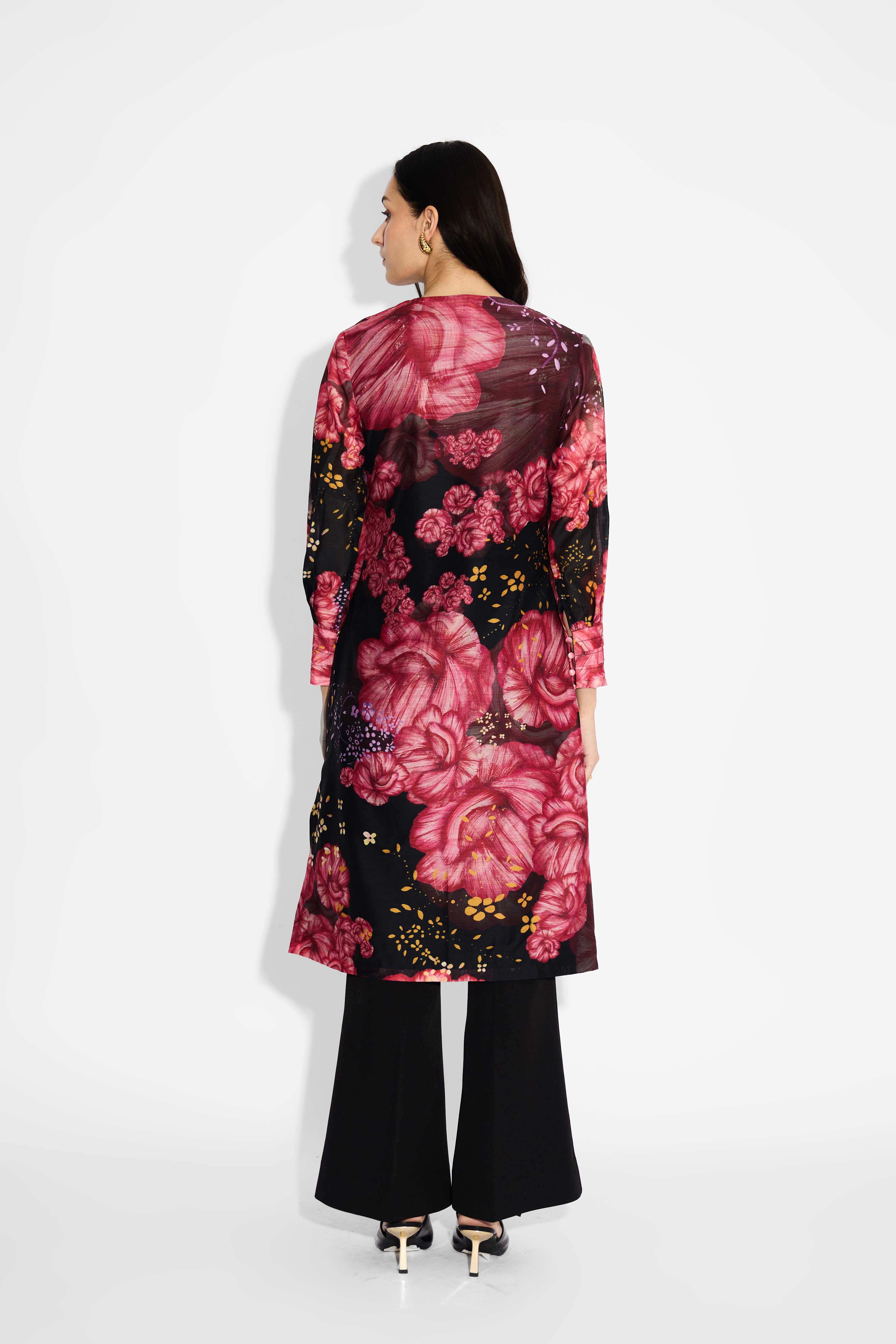Black Floral Straight Kurta