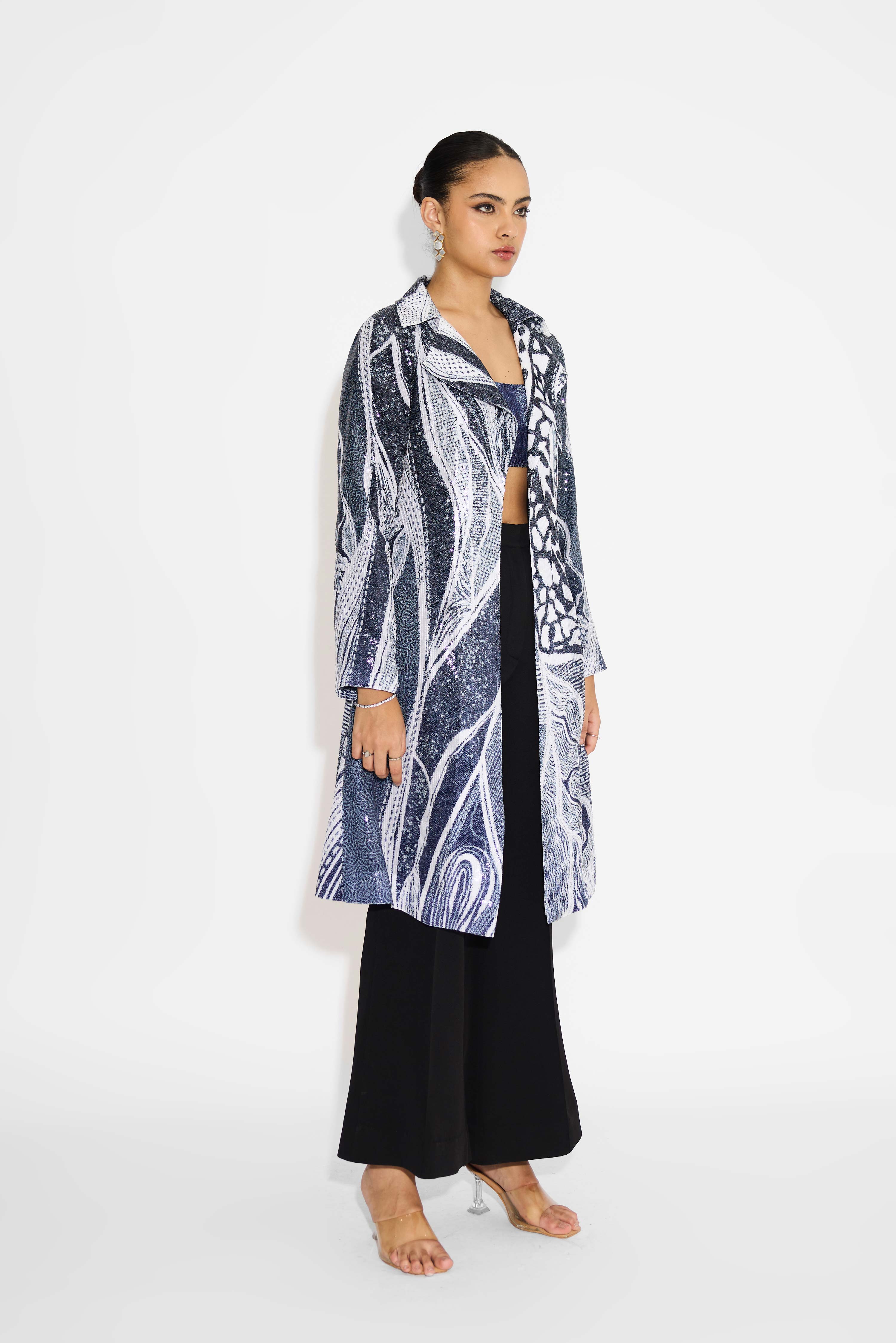 Ombre Sequins Trench Coat