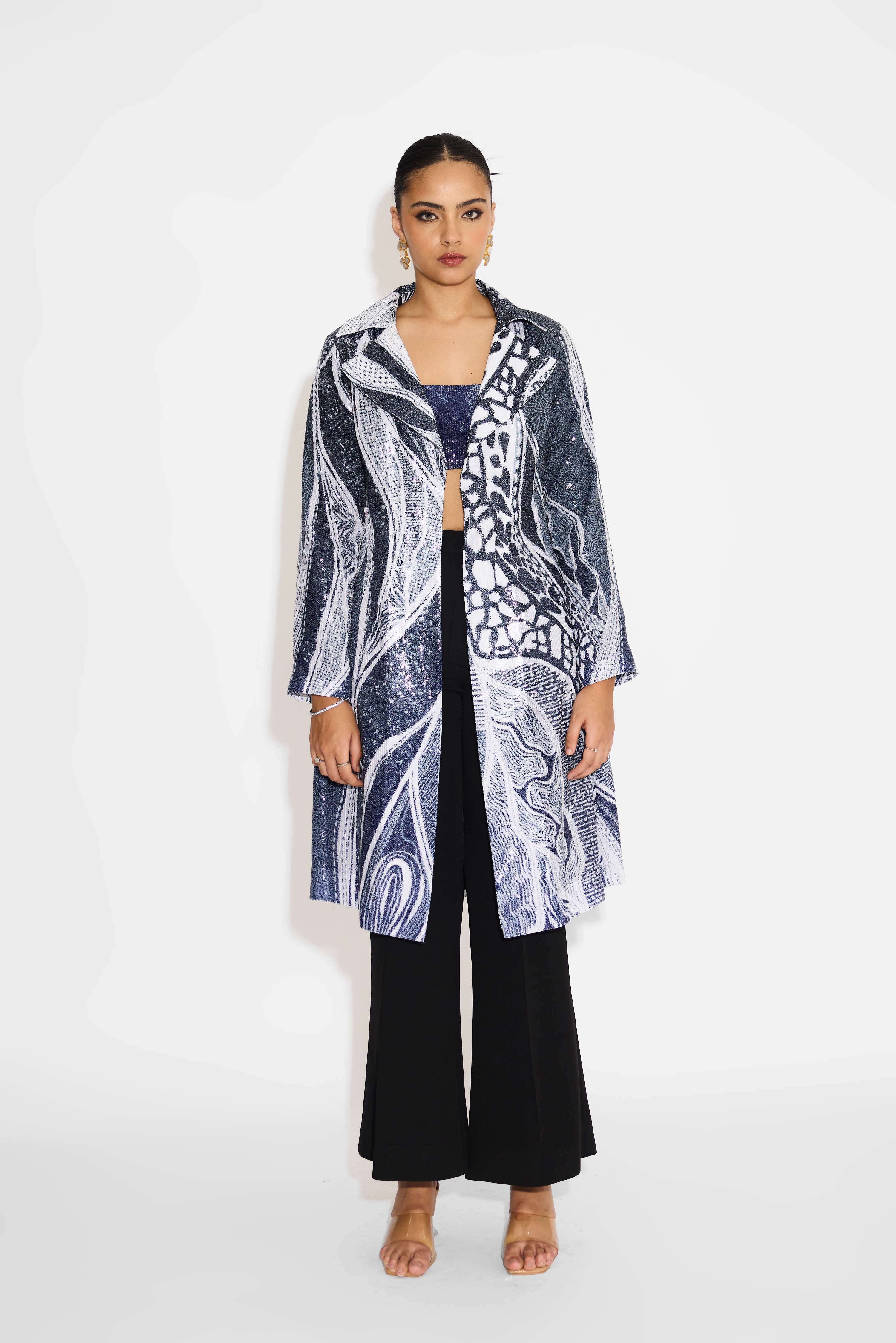 Ombre Sequins Trench Coat