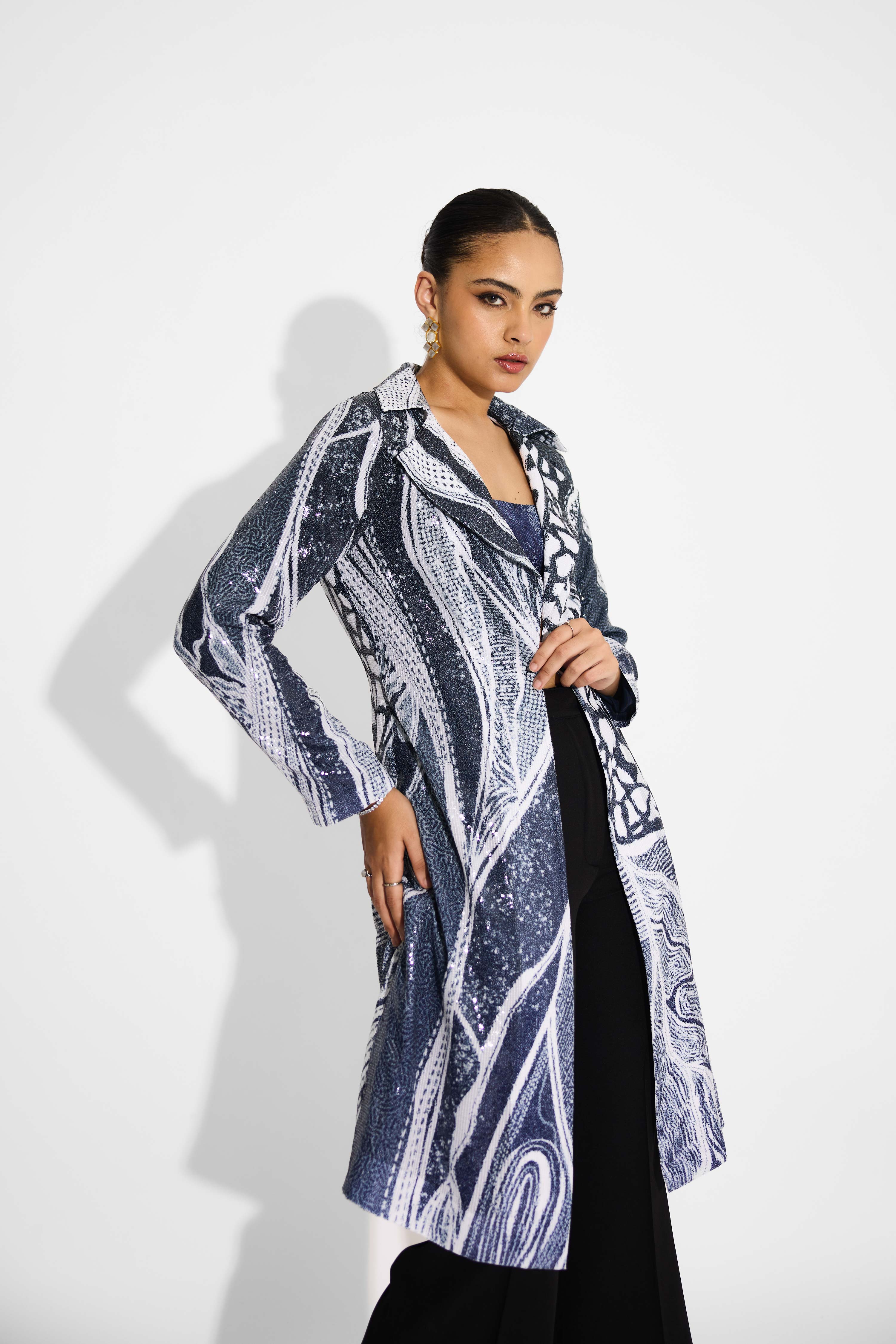 Ombre Sequins Trench Coat