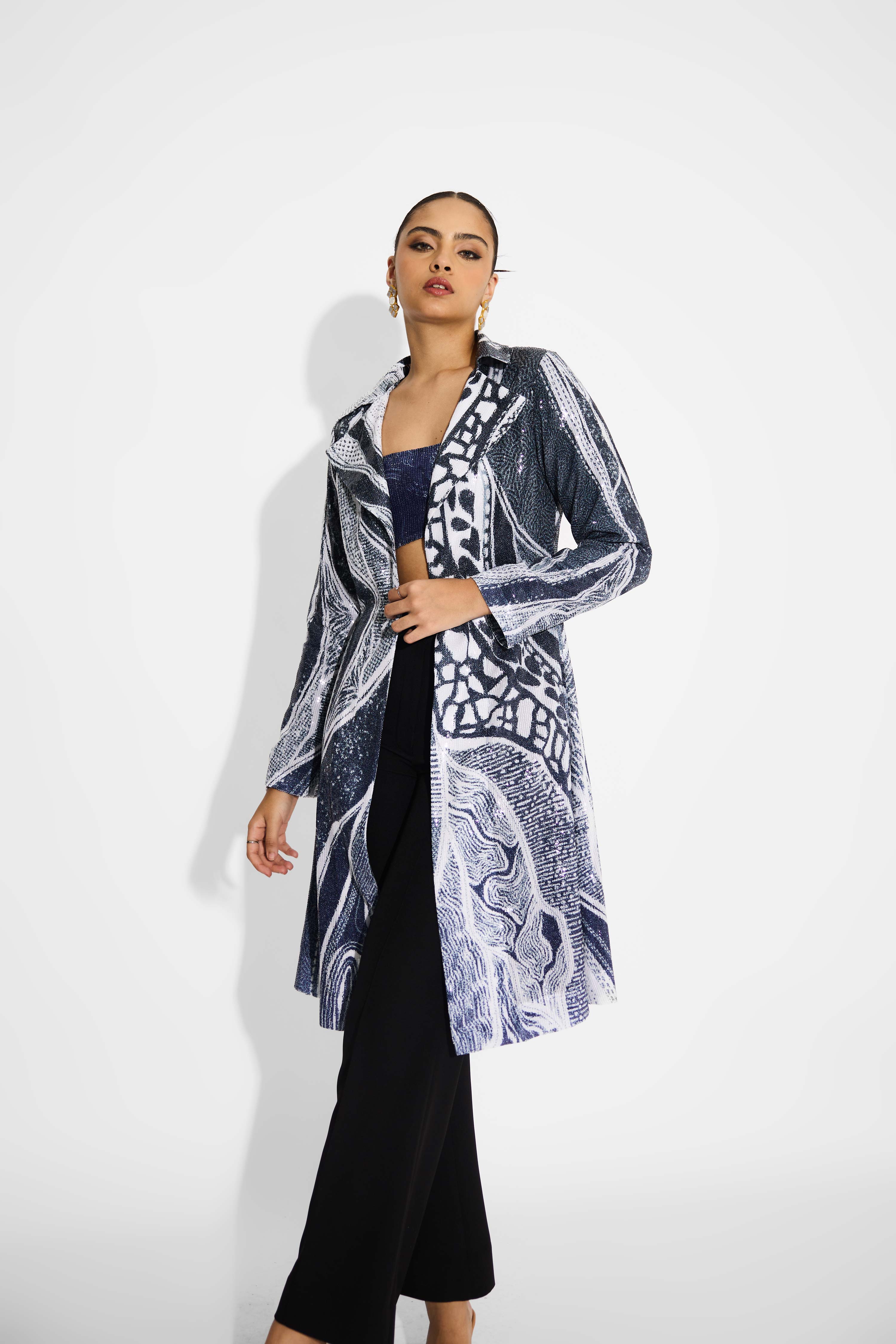 Ombre Sequins Trench Coat