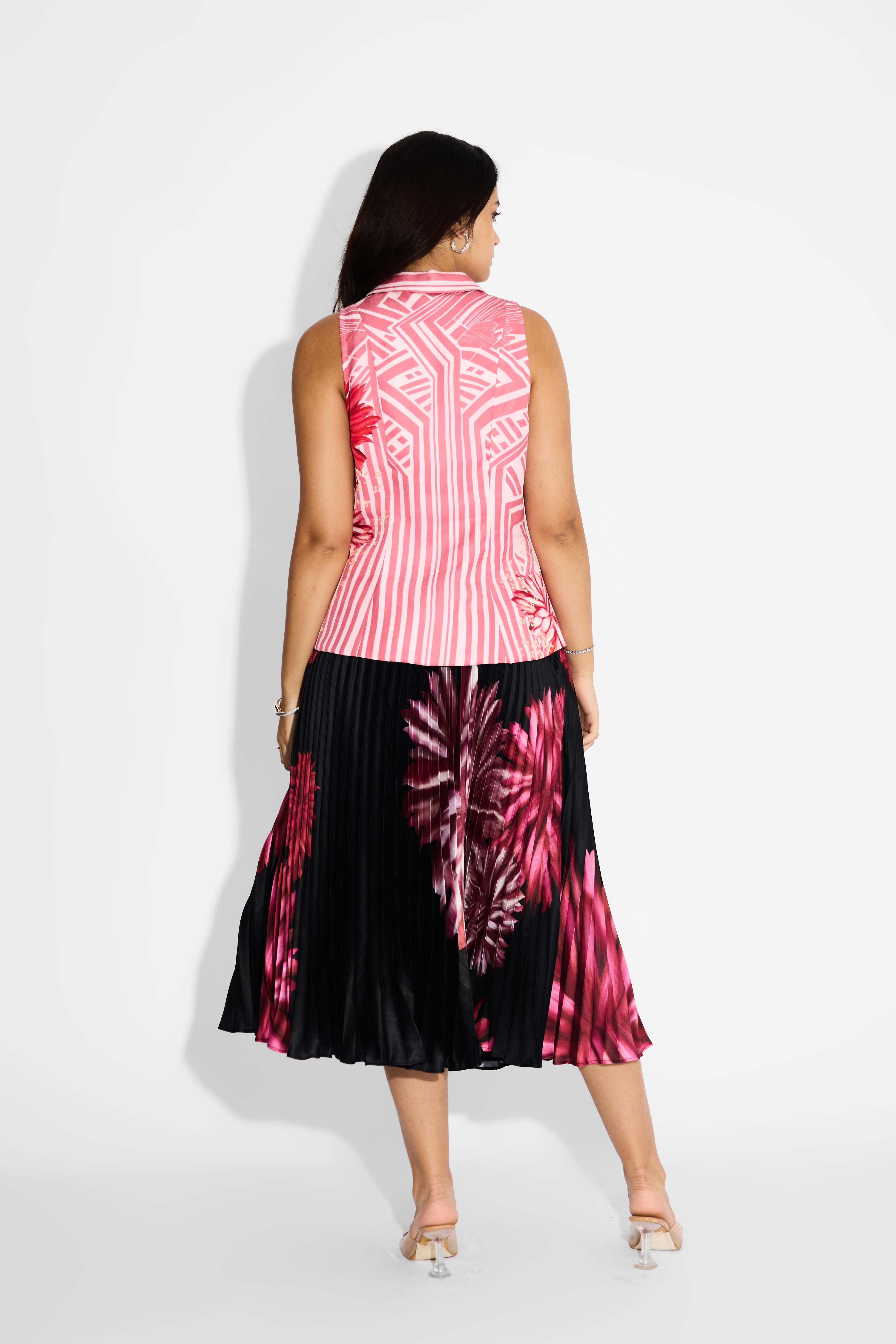 Pink Stripe Notch Lapel Vest