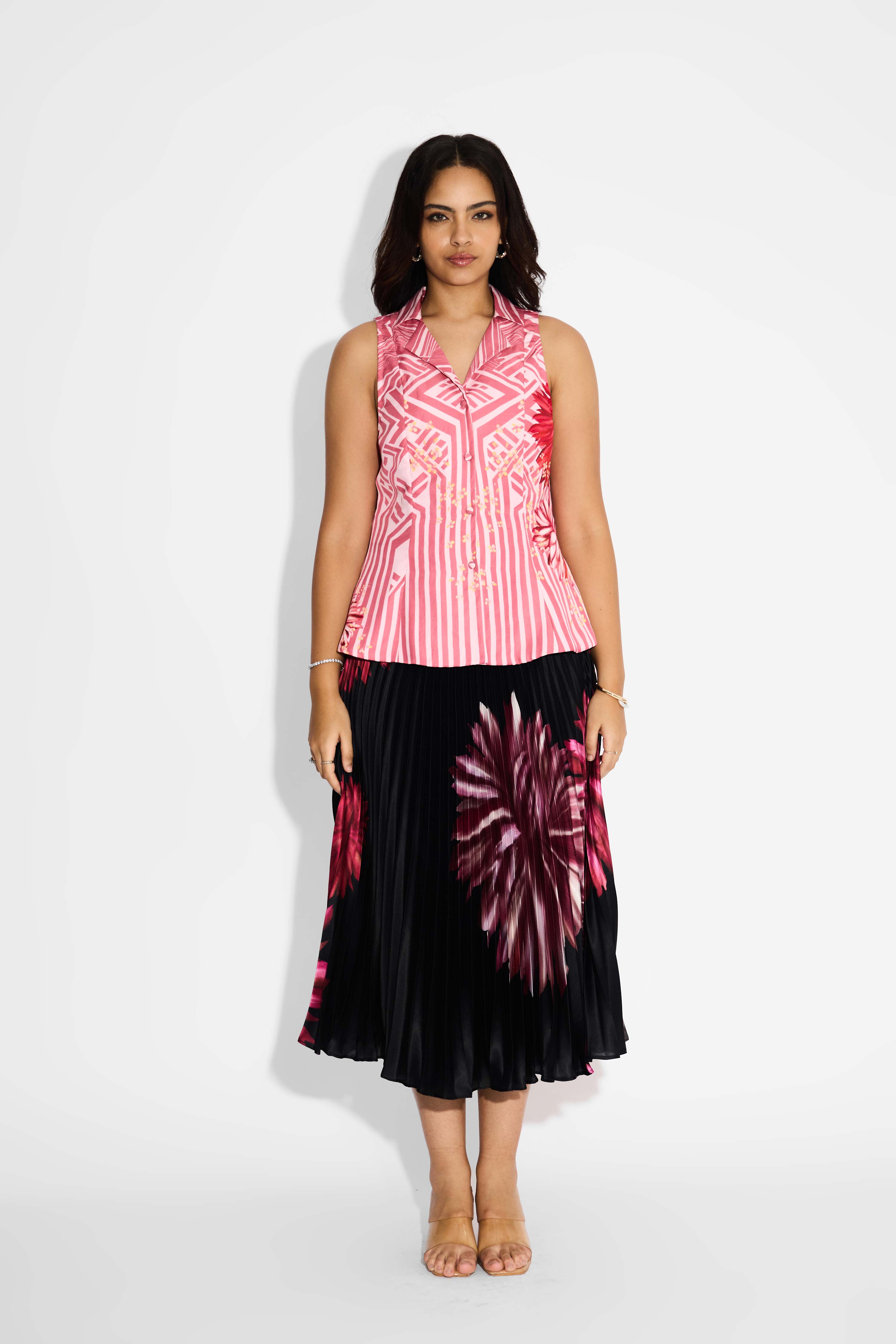 Pink Stripe Notch Lapel Vest