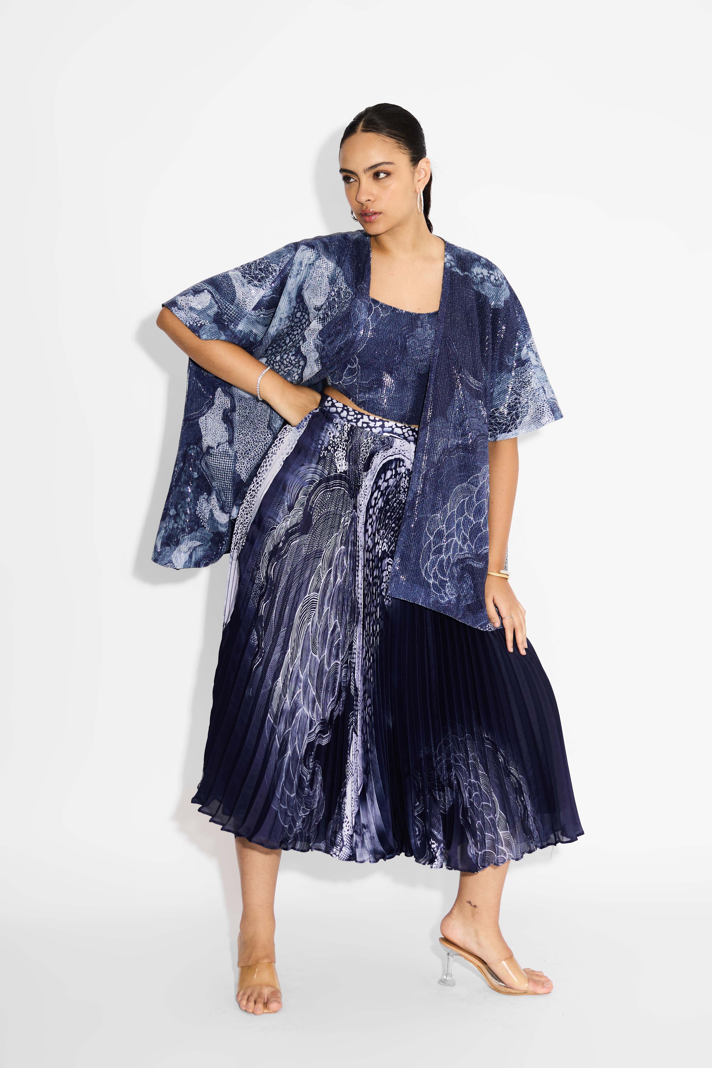Swirl Blue Sequins Coverup