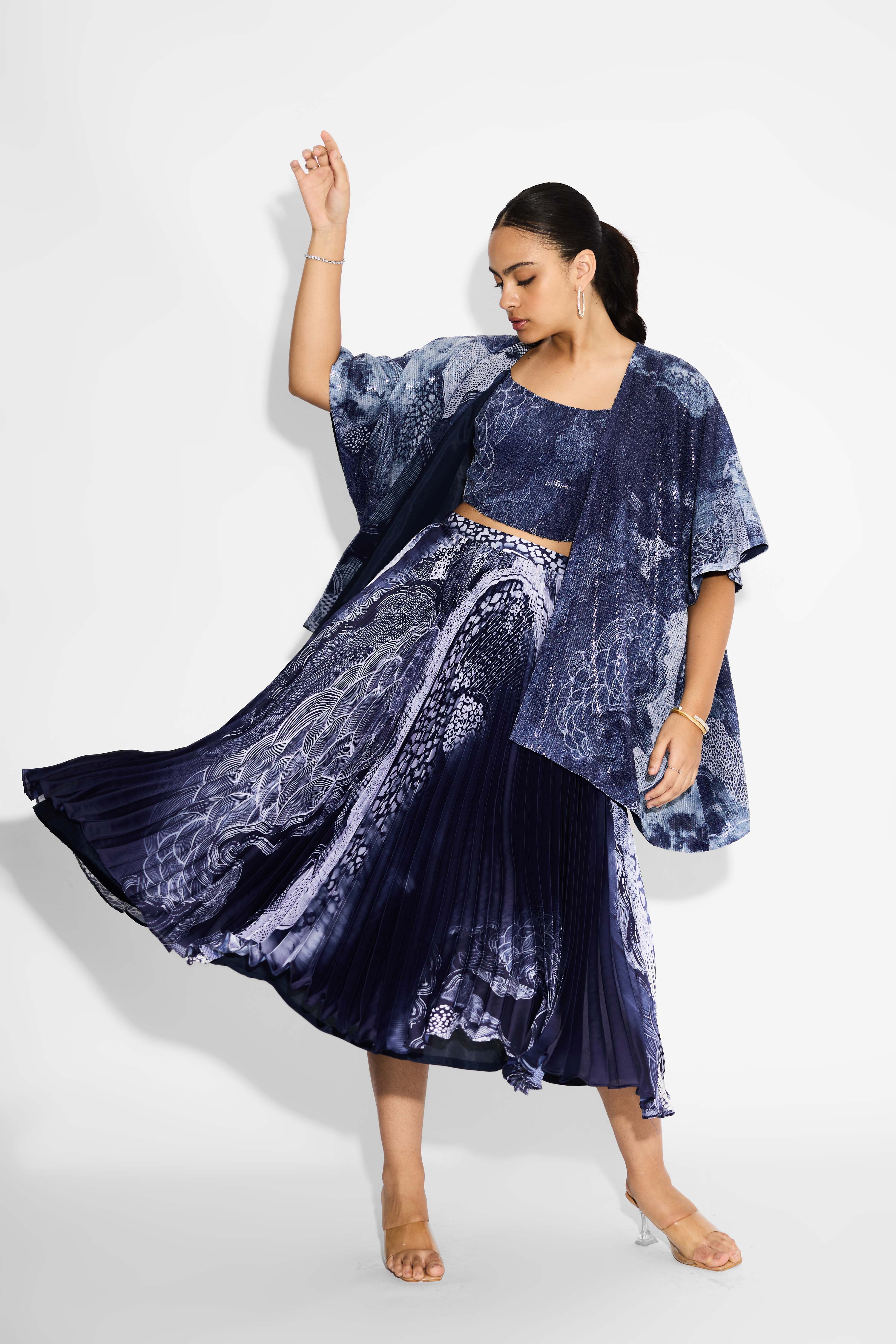 Swirl Blue Sequins Coverup