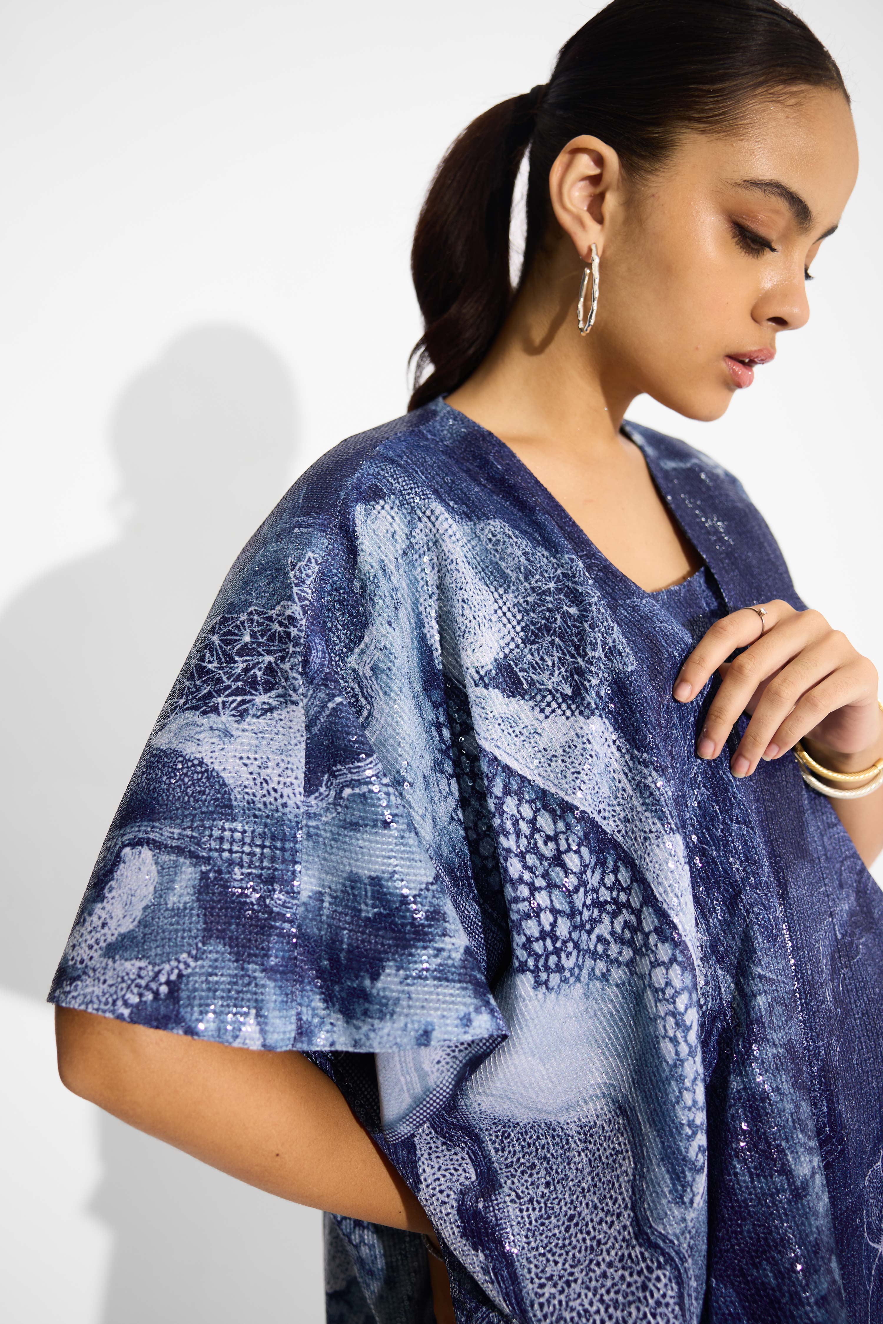 Swirl Blue Sequins Coverup