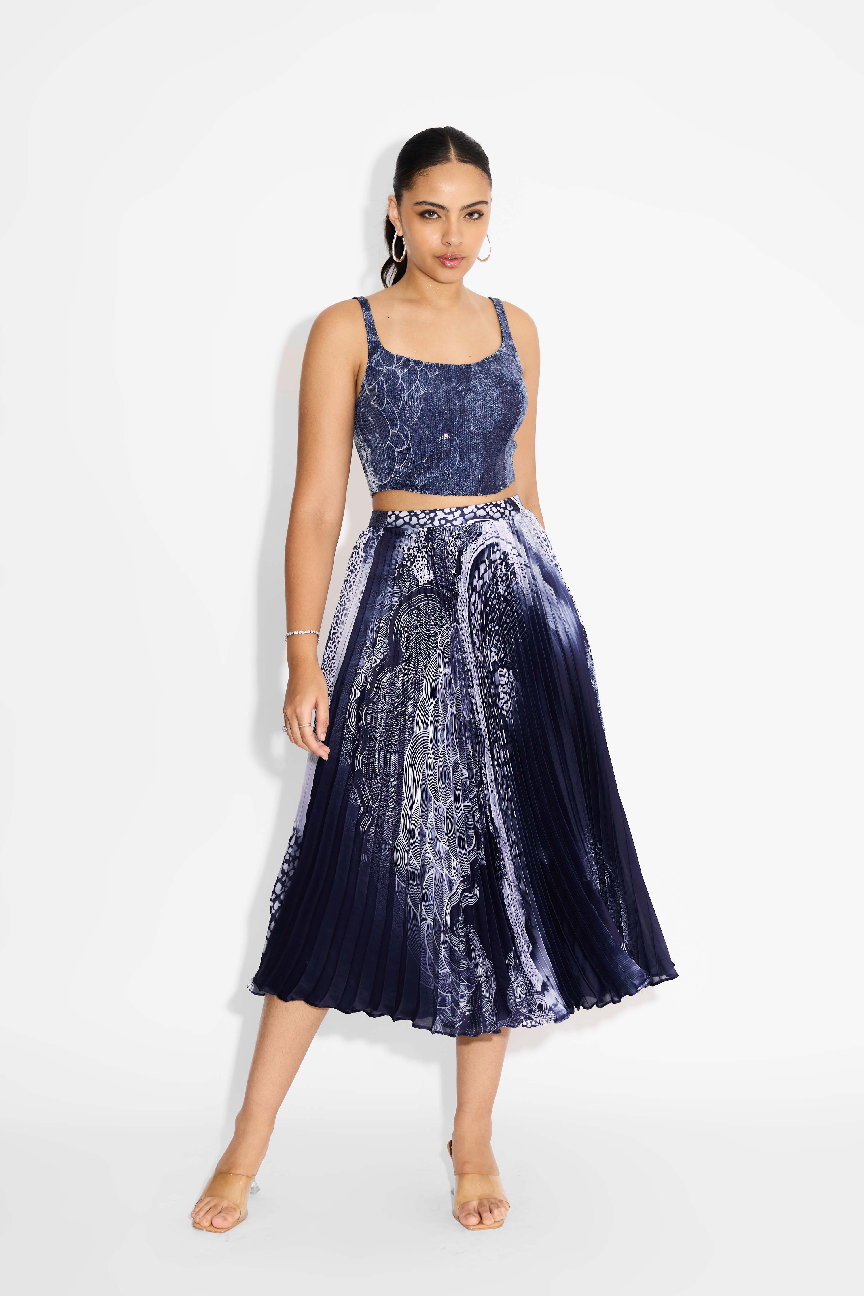 Swirl Blue Sequins Corset
