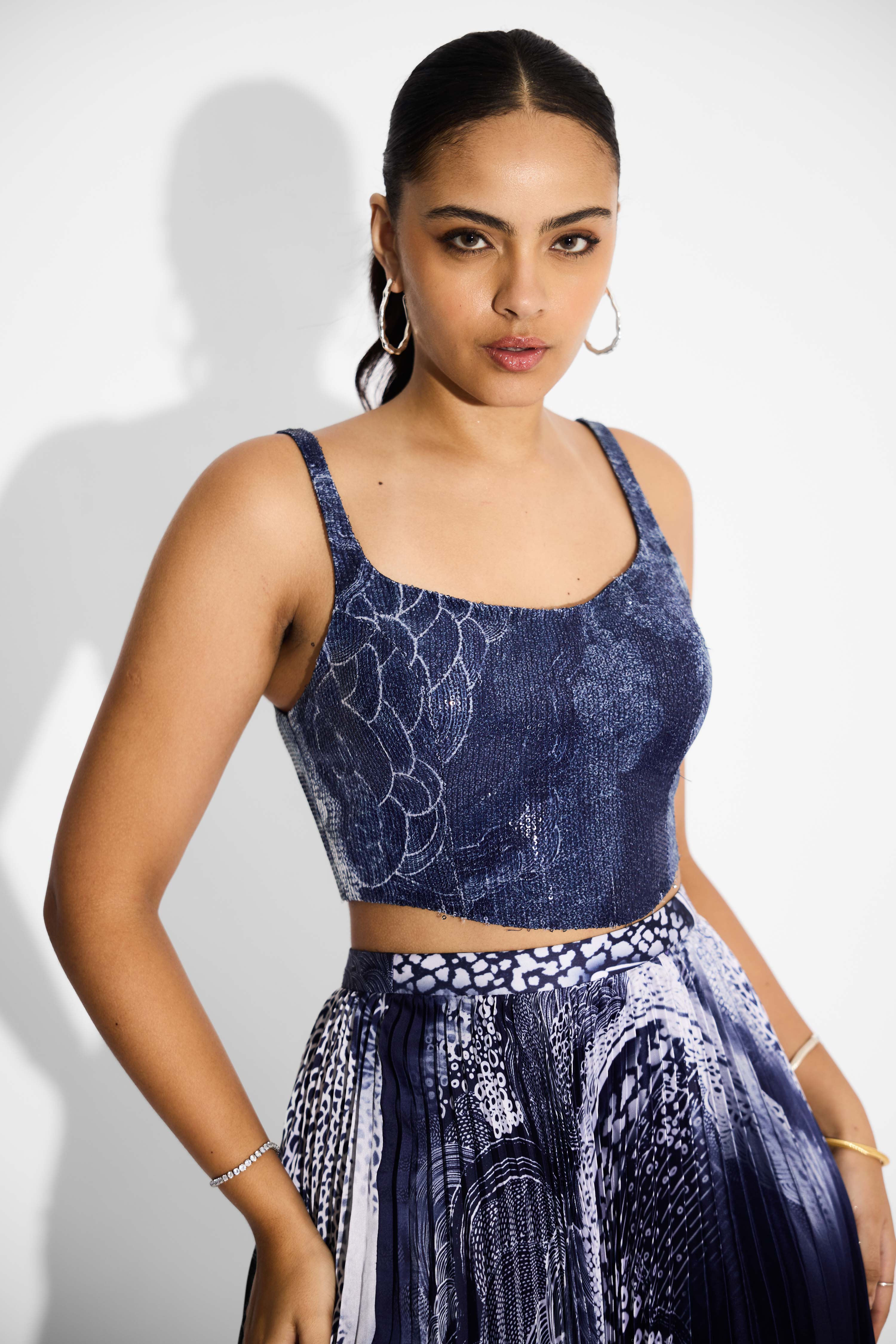 Swirl Blue Sequins Corset