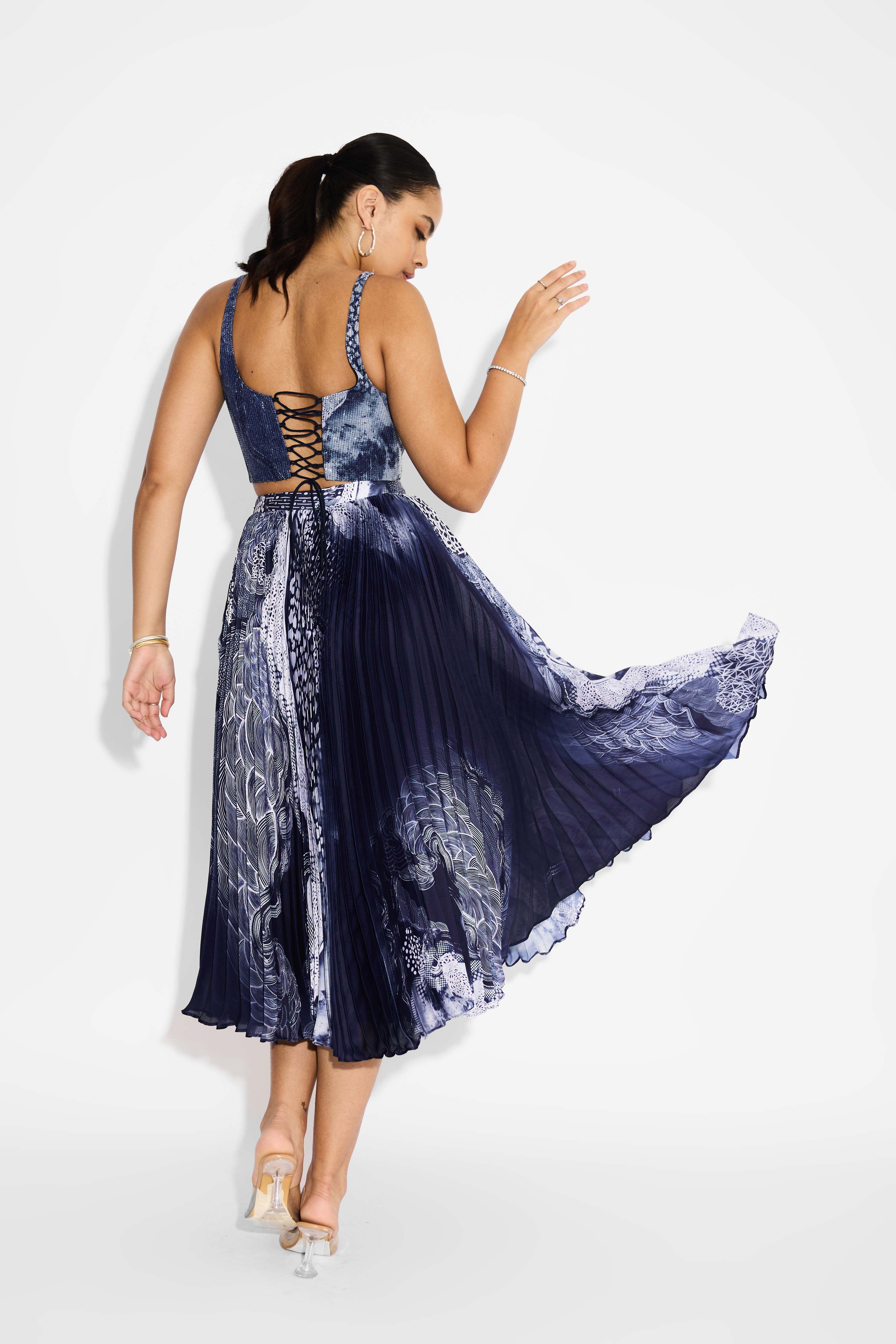 Swirl Blue Sequins Corset
