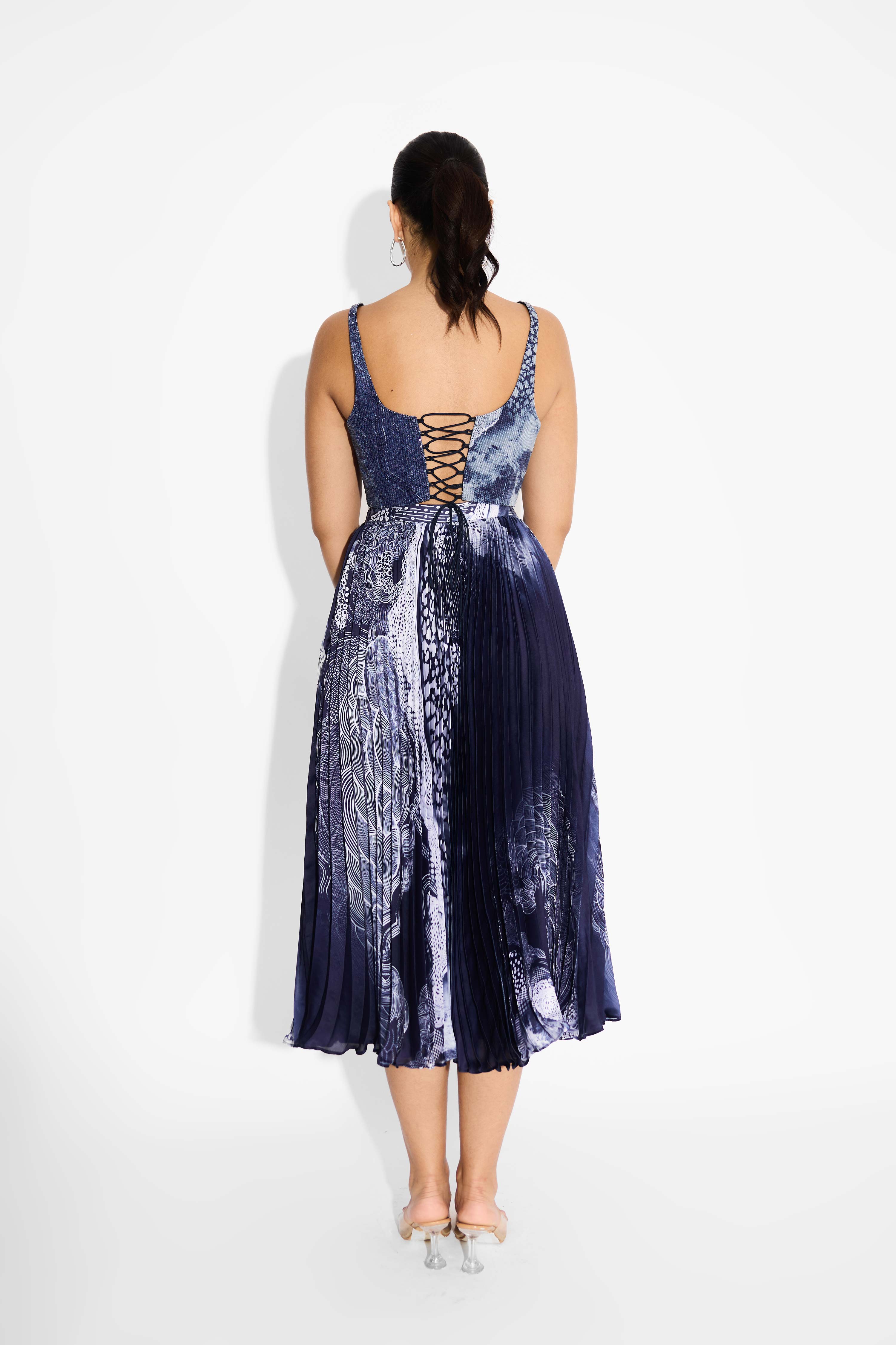 Swirl Blue Sequins Corset