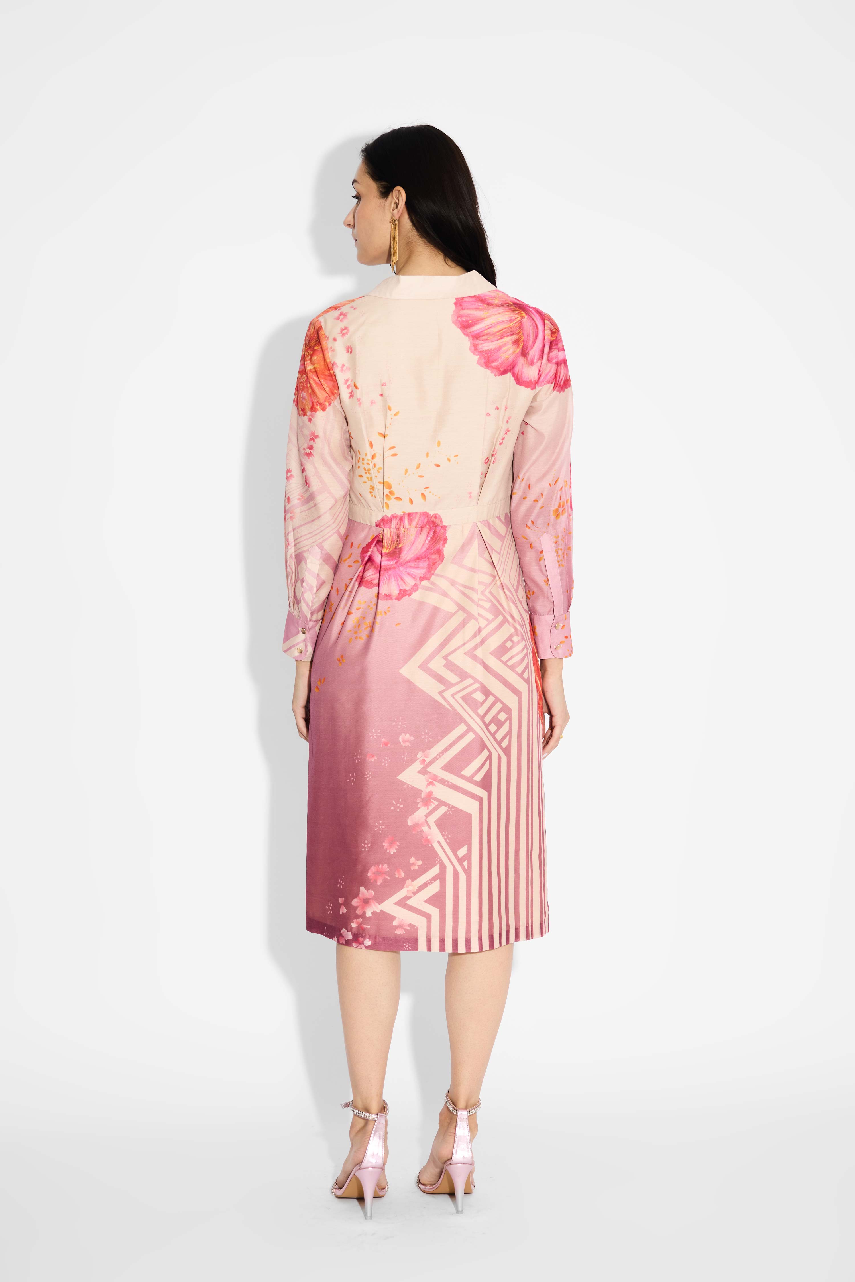 Ombre Floral Pleat Dress