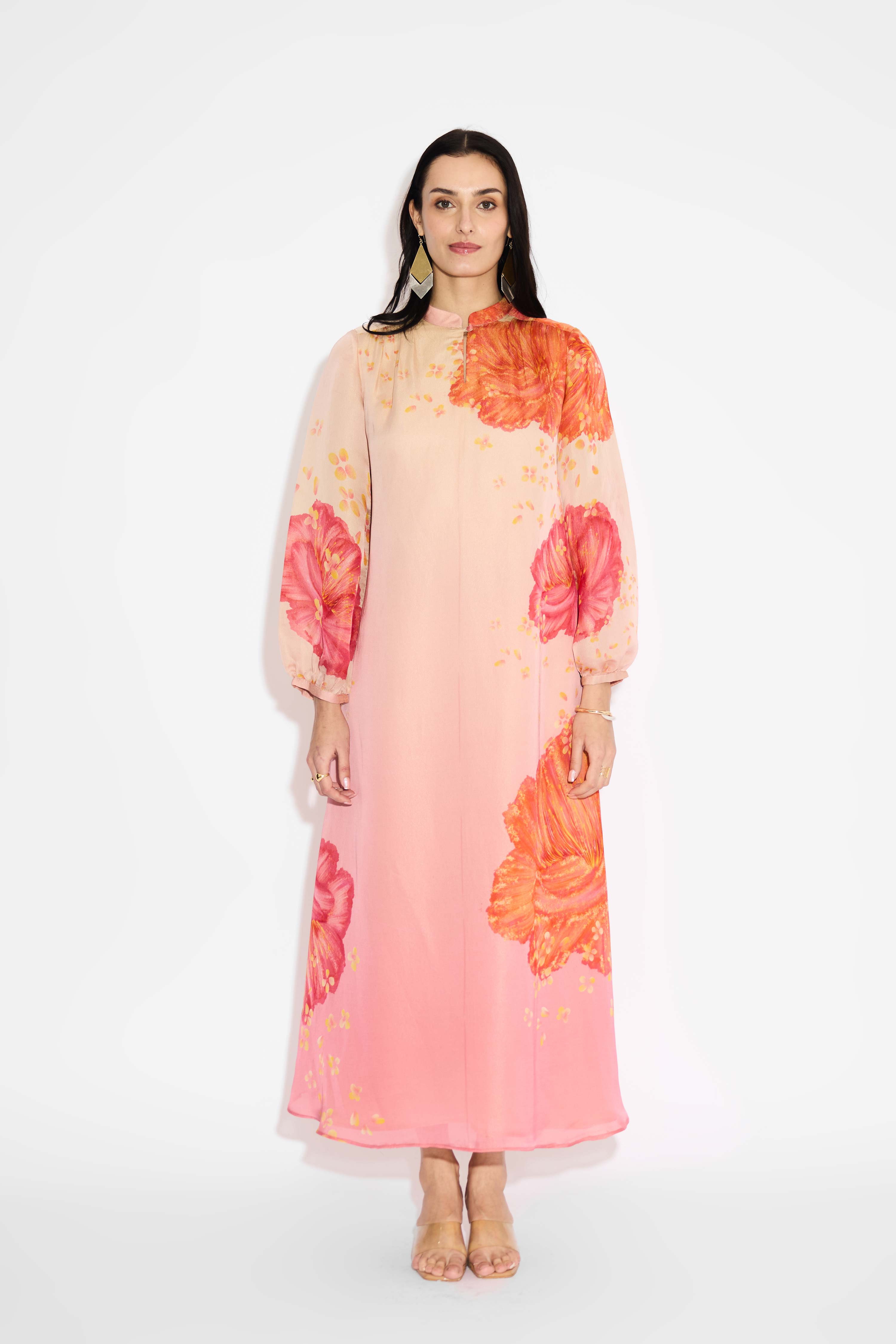 Pink Ombre Floral Dress