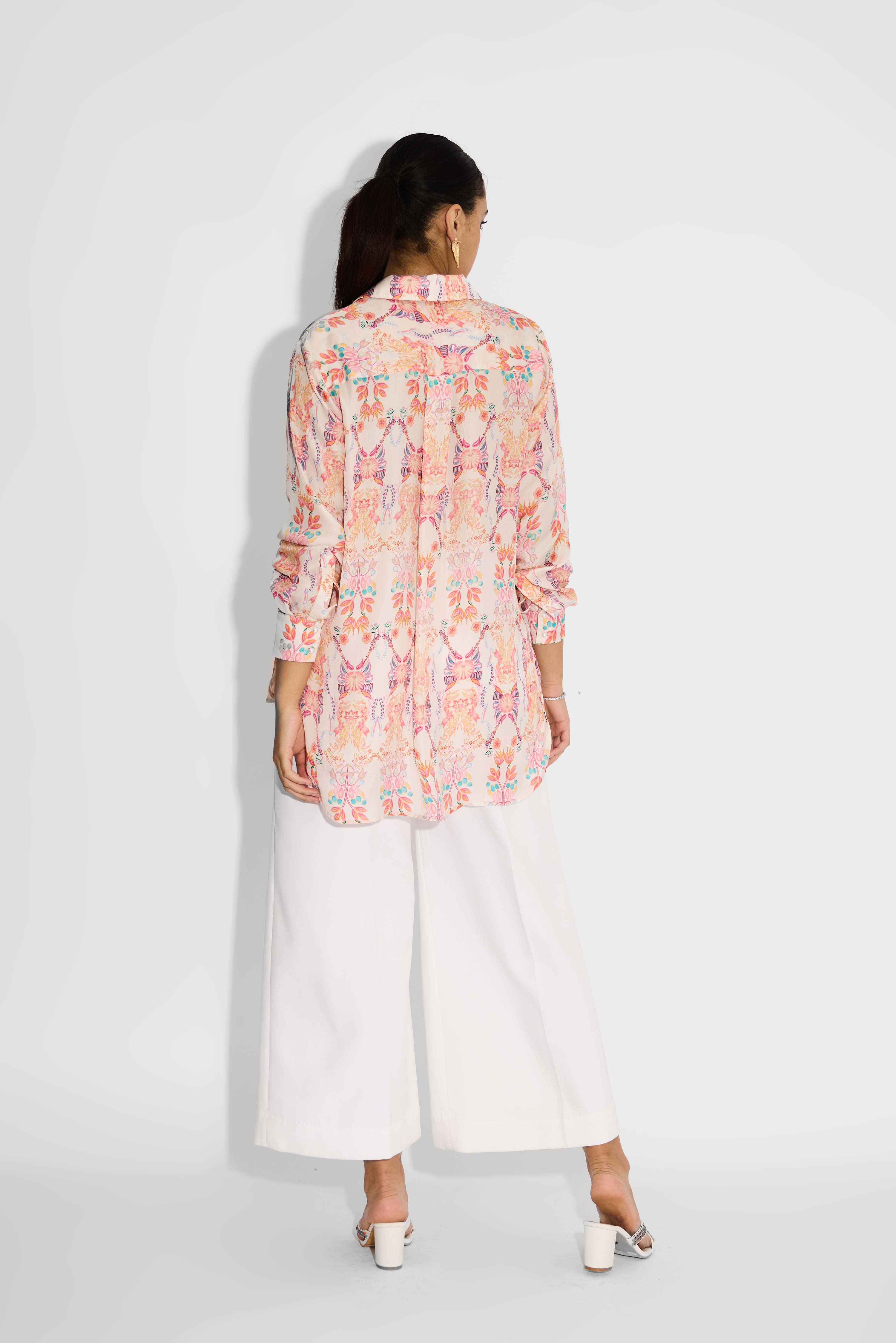 Pink High Low Floral Shirt