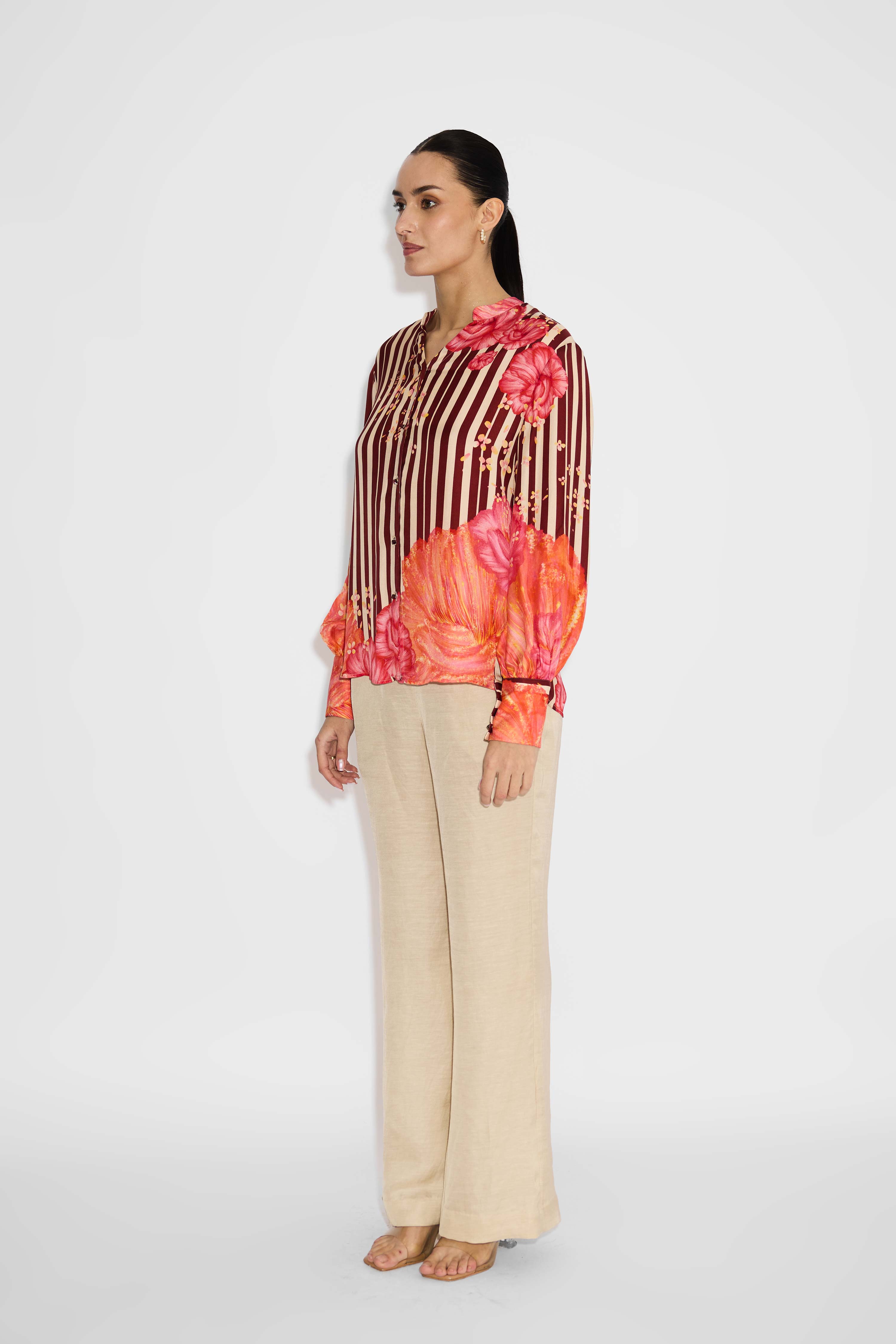 Dune Color Stripe Floral Shirt