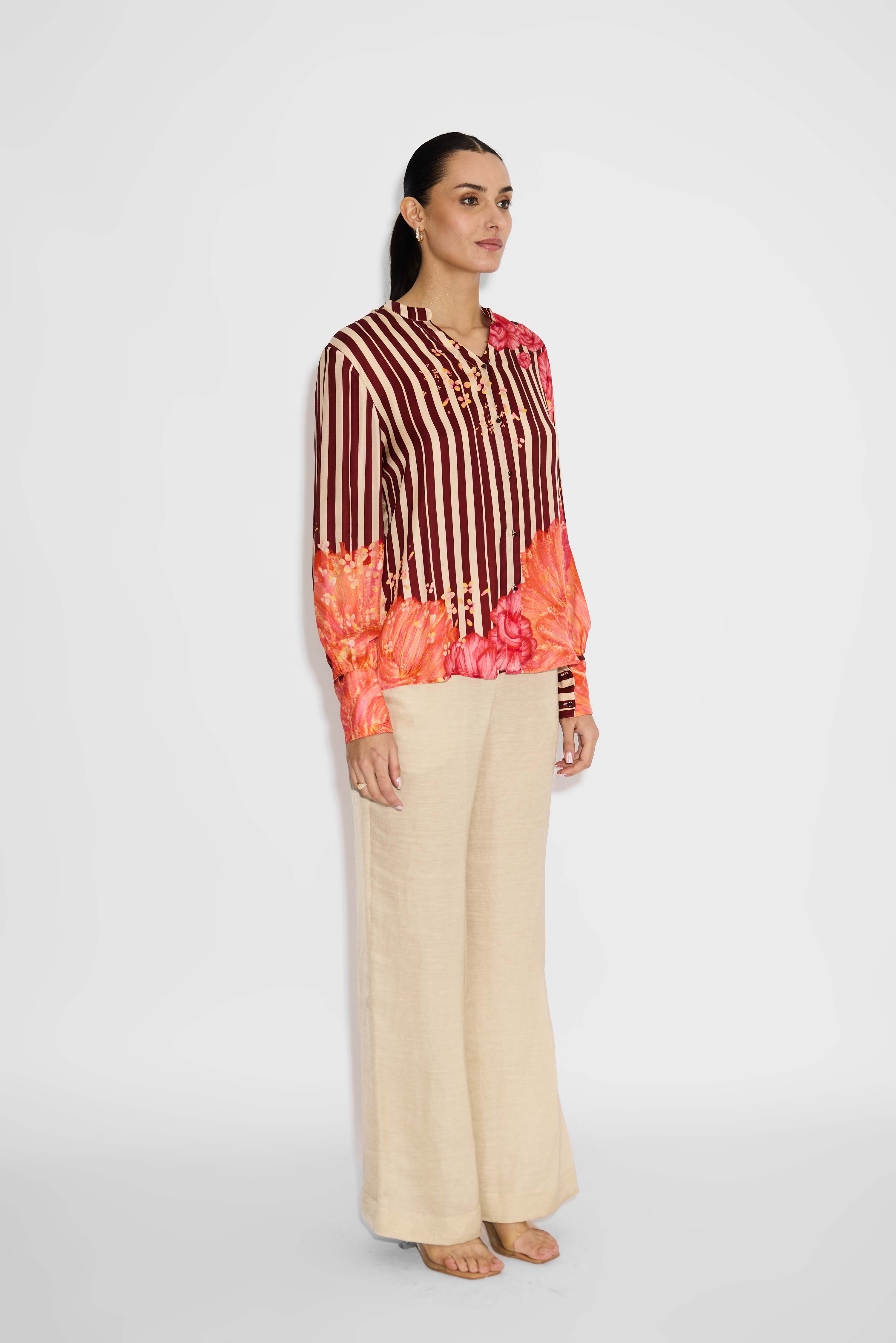 Dune Color Stripe Floral Shirt