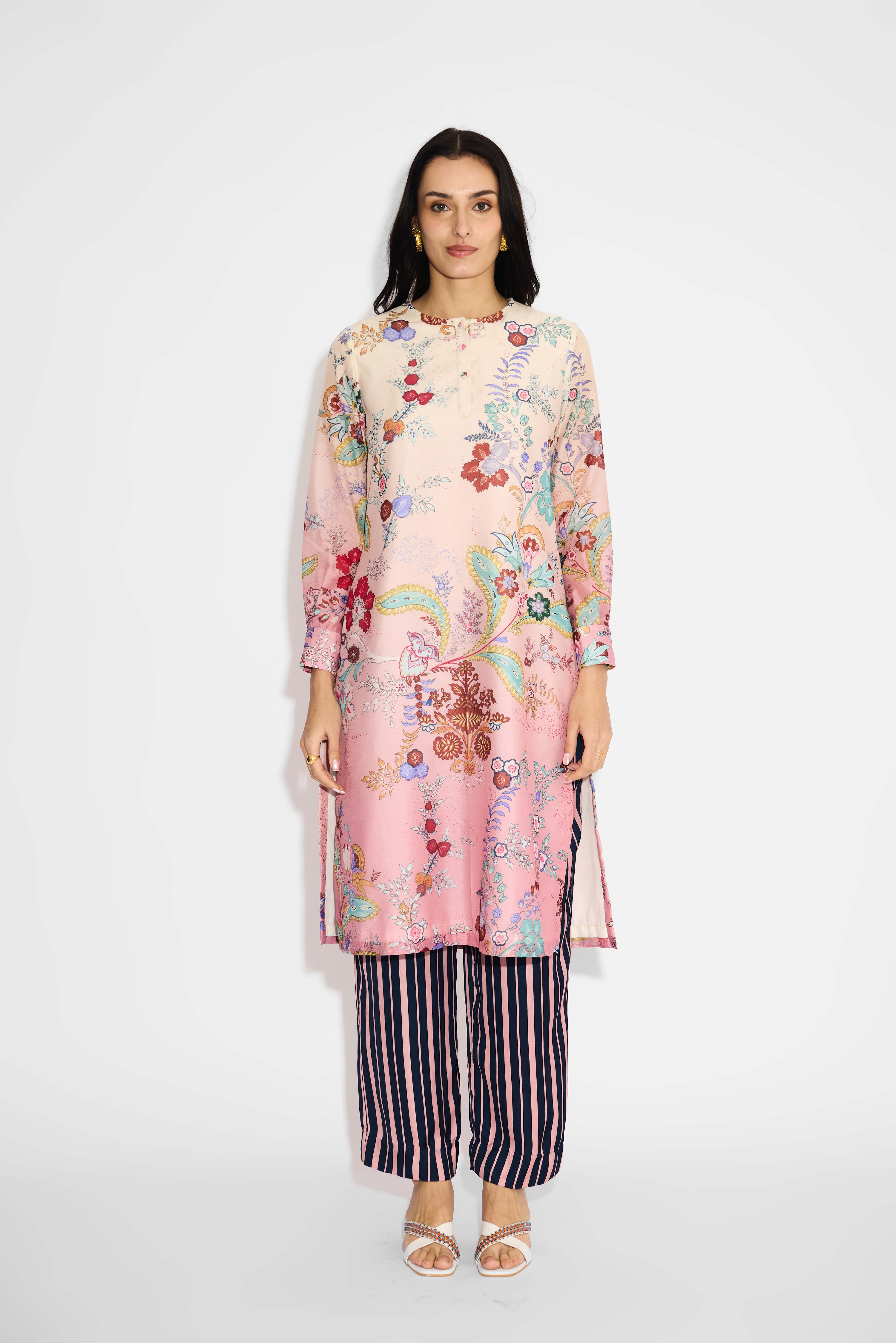 Chintz Pink Ombre Straight Kurta