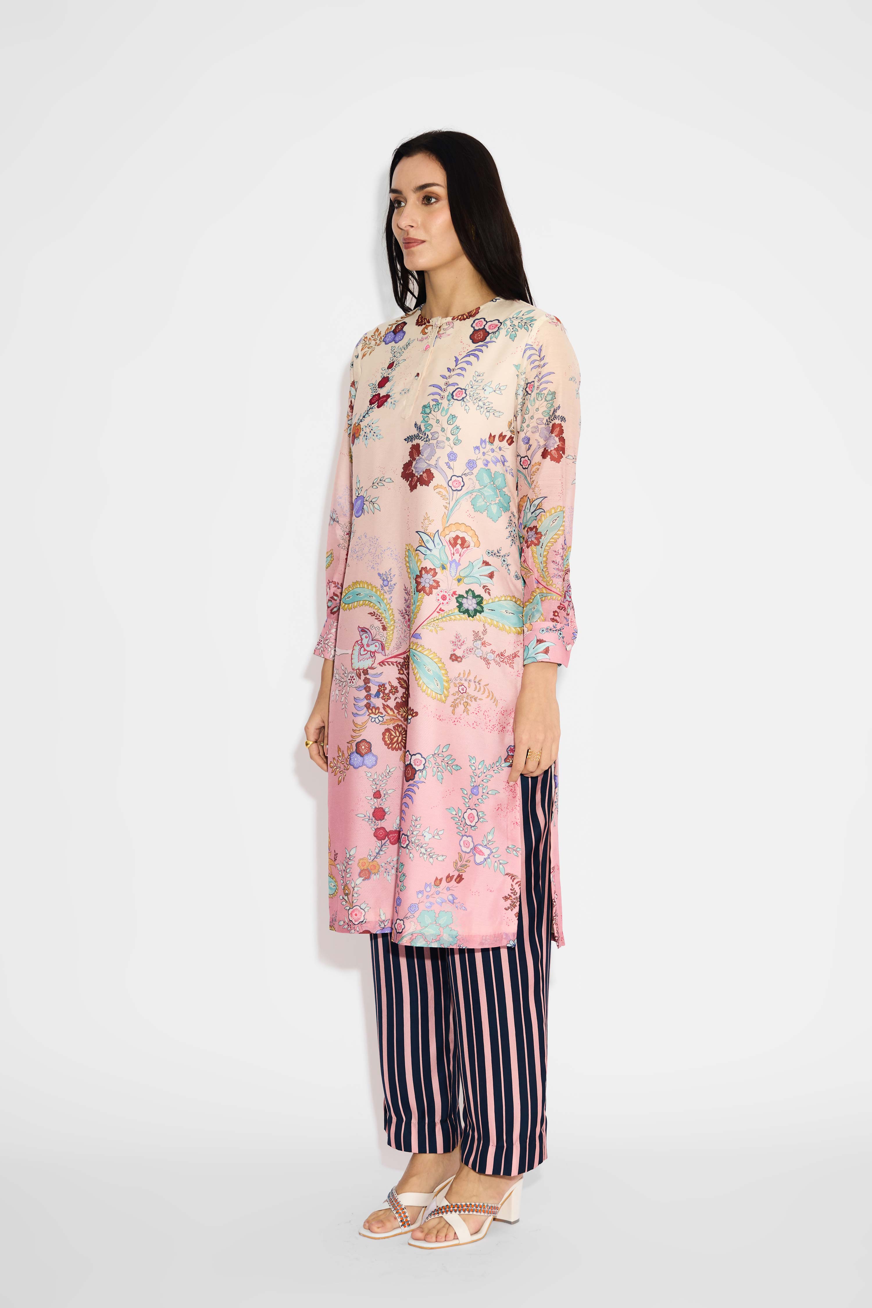 Chintz Pink Ombre Straight Kurta